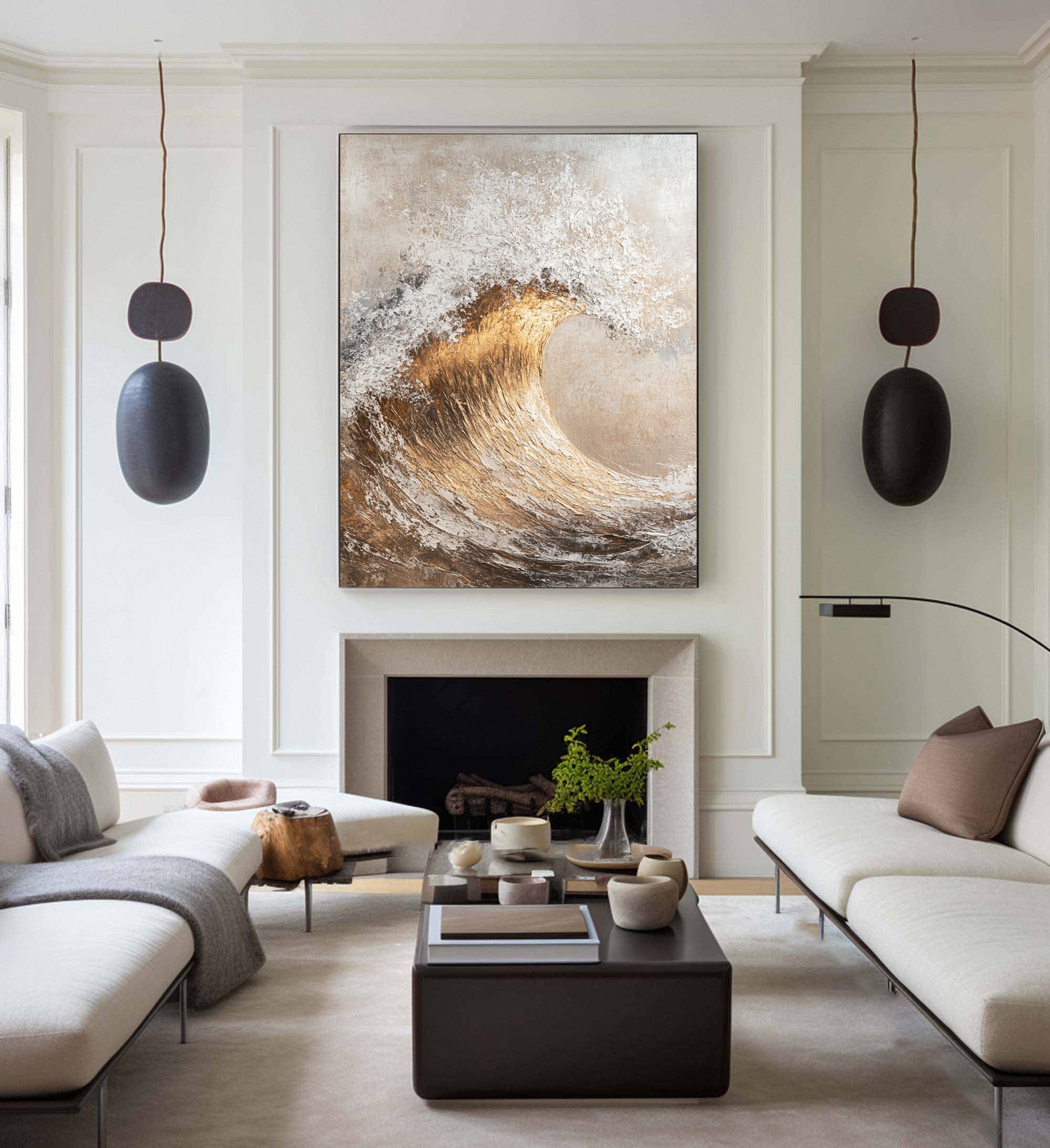 Majestic Ocean Wave Textured Canvas for Elegant Coastal Home Decor #BBM 054