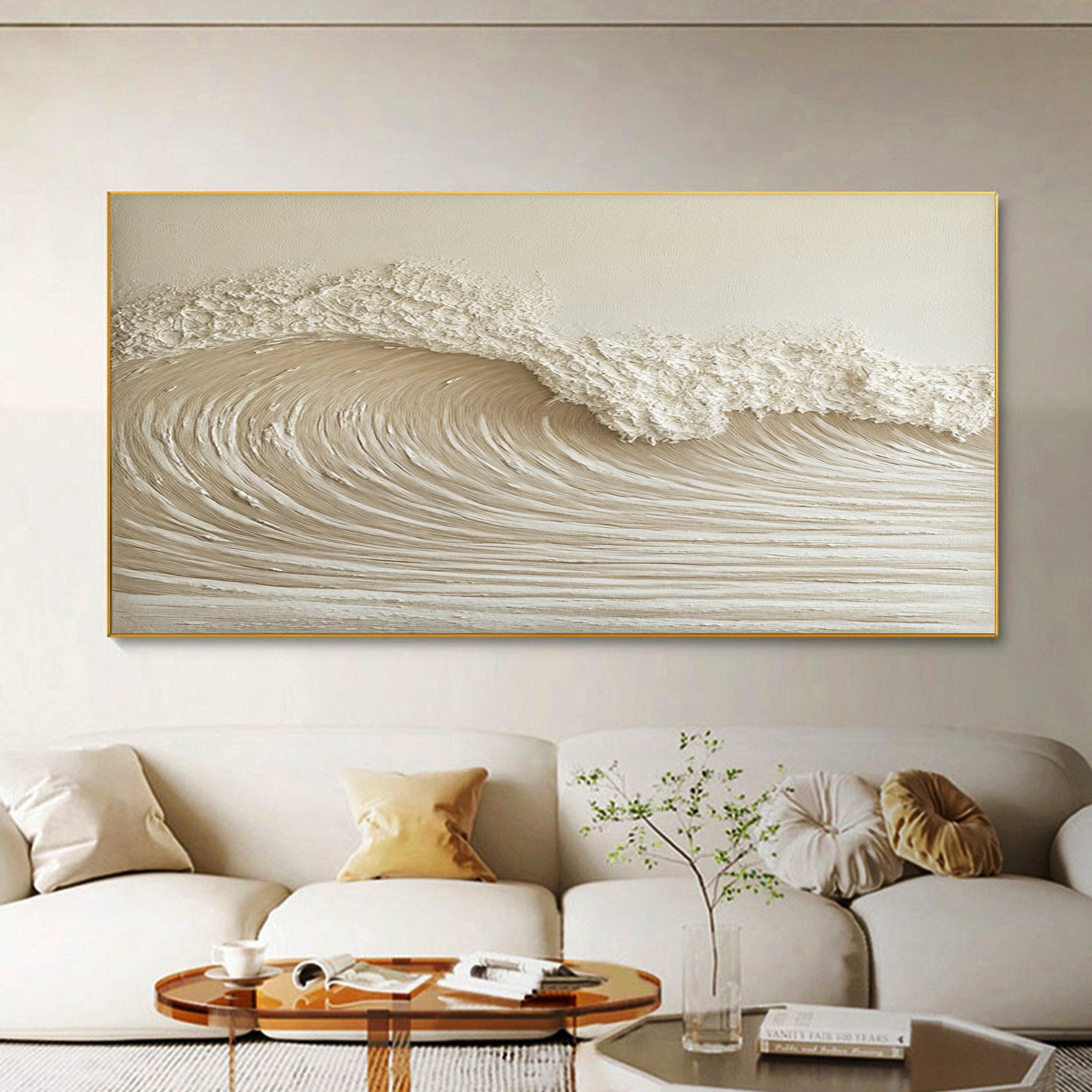 High-End 3D Wave Painting Luxury Wall Decor for Elegant Interiors #BBM 049