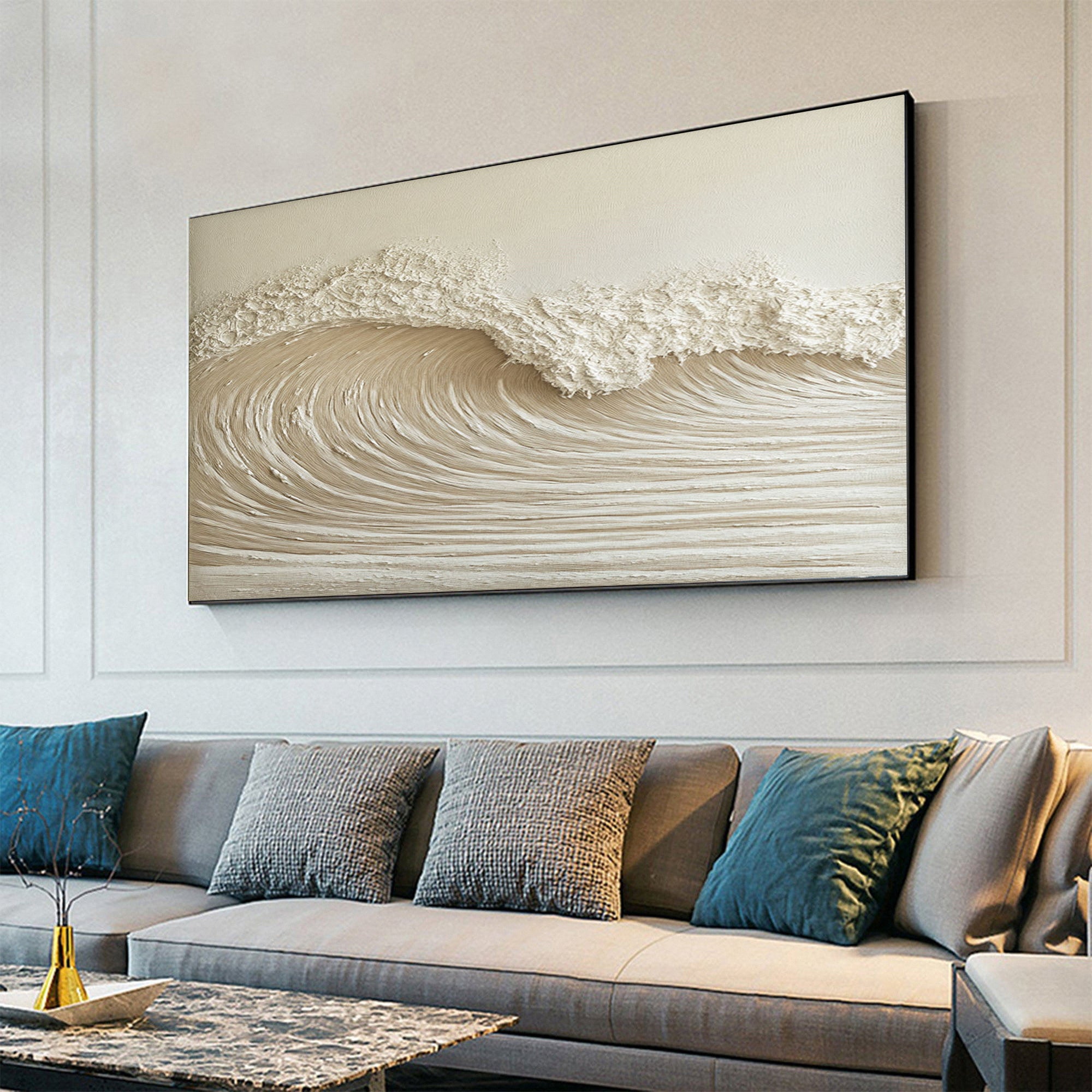 High-End 3D Wave Painting Luxury Wall Decor for Elegant Interiors #BBM 049