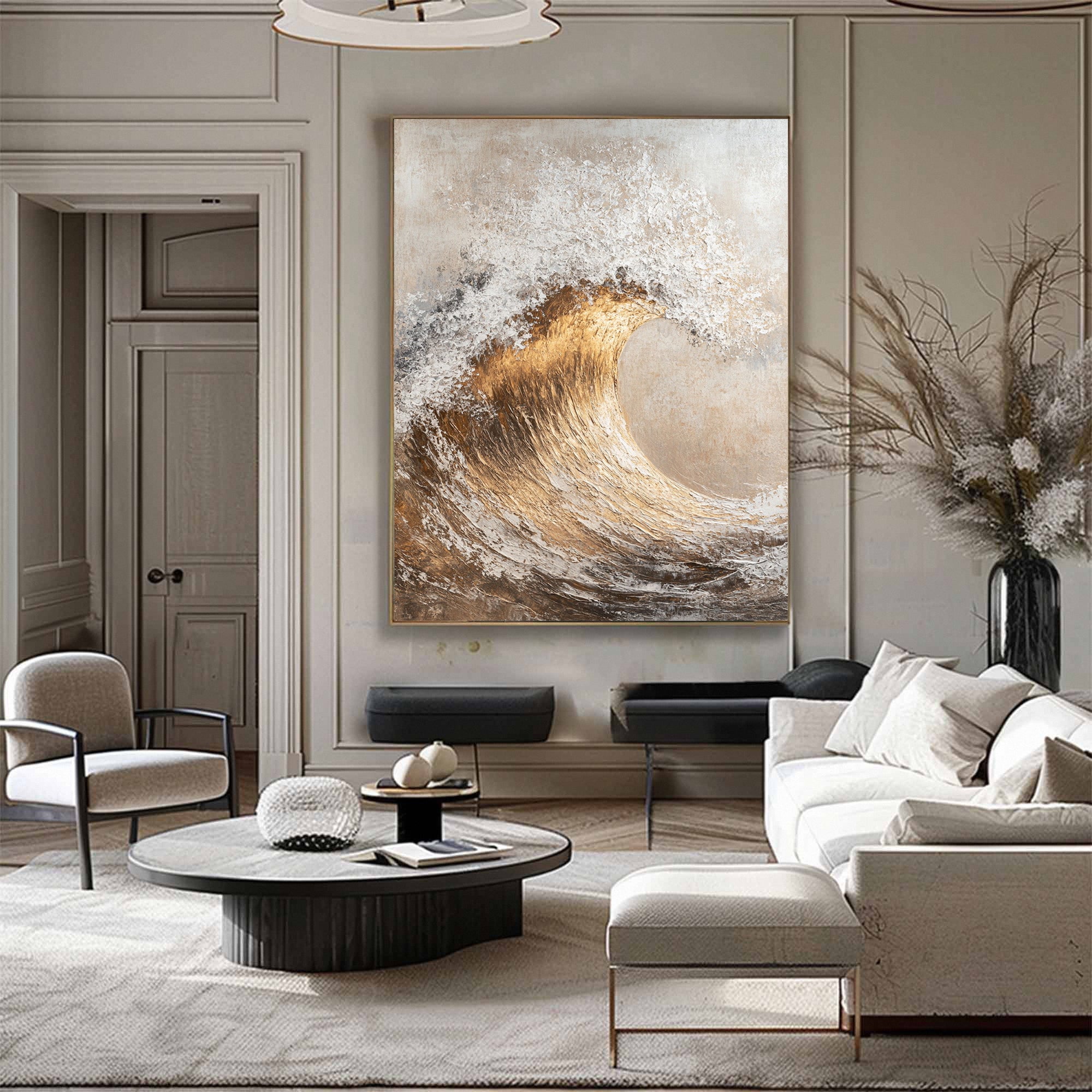 Majestic Ocean Wave Textured Canvas for Elegant Coastal Home Decor #BBM 054