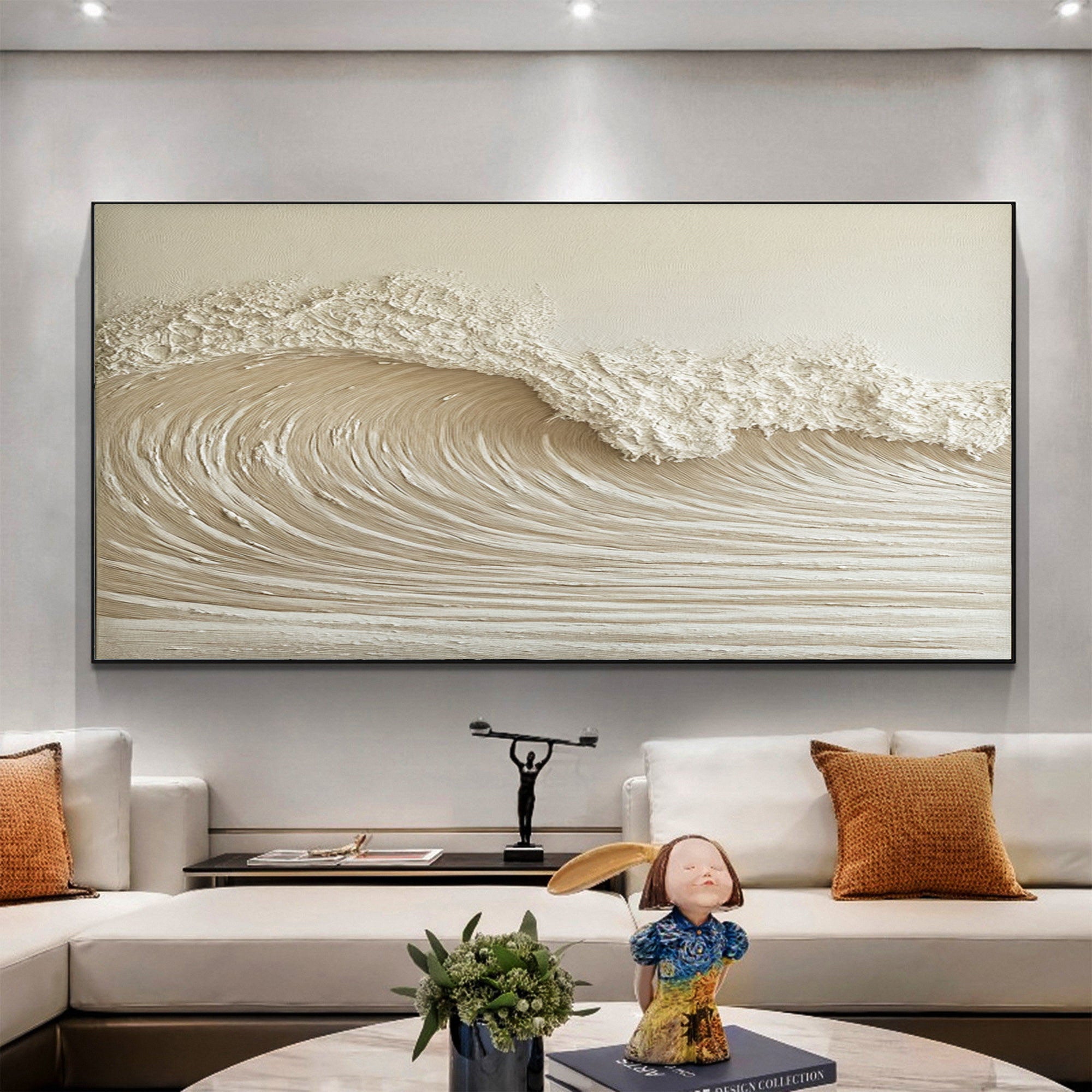 High-End 3D Wave Painting Luxury Wall Decor for Elegant Interiors #BBM 049