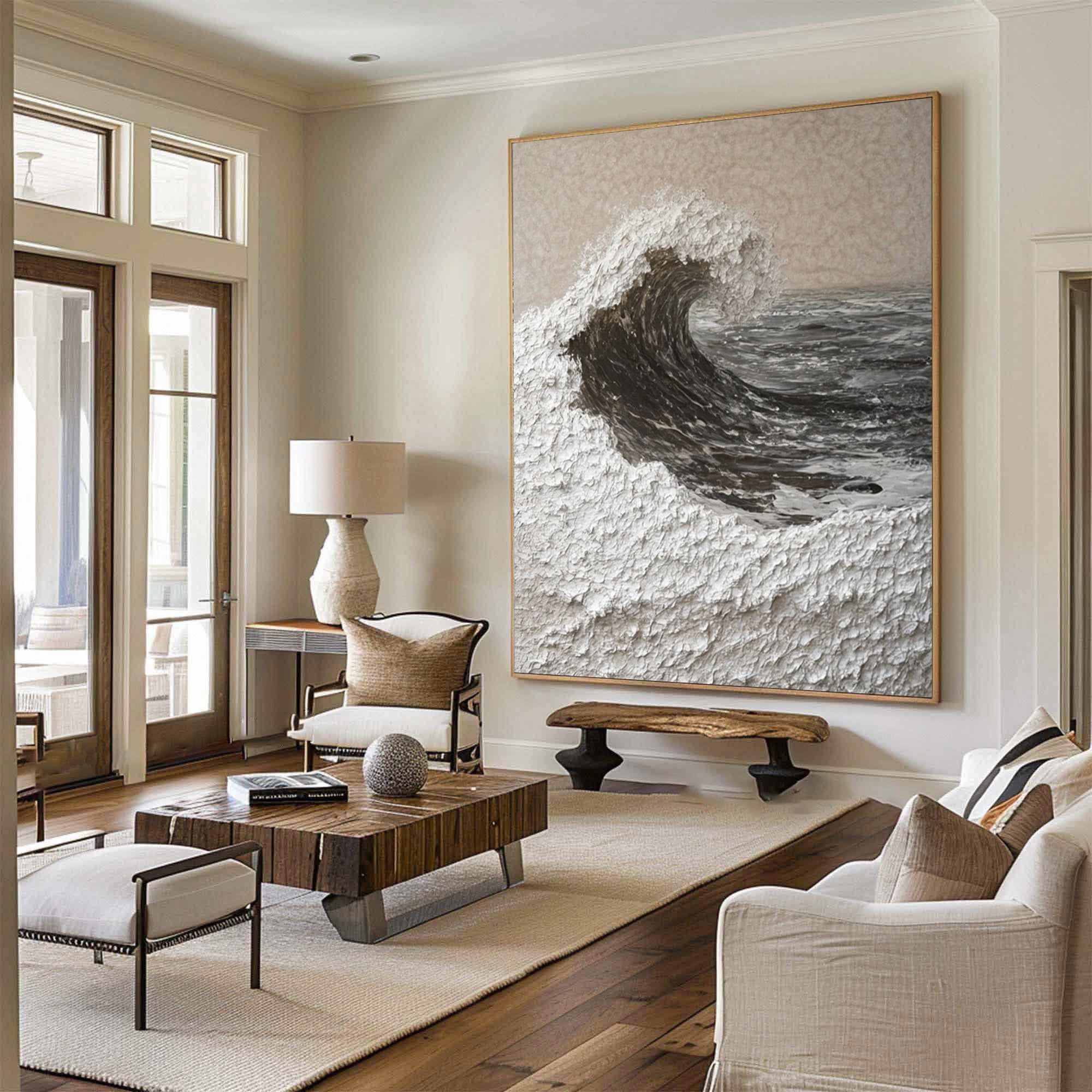 Majestic Ocean Wave Textured Canvas for Elegant Coastal Home Decor #BBM 057