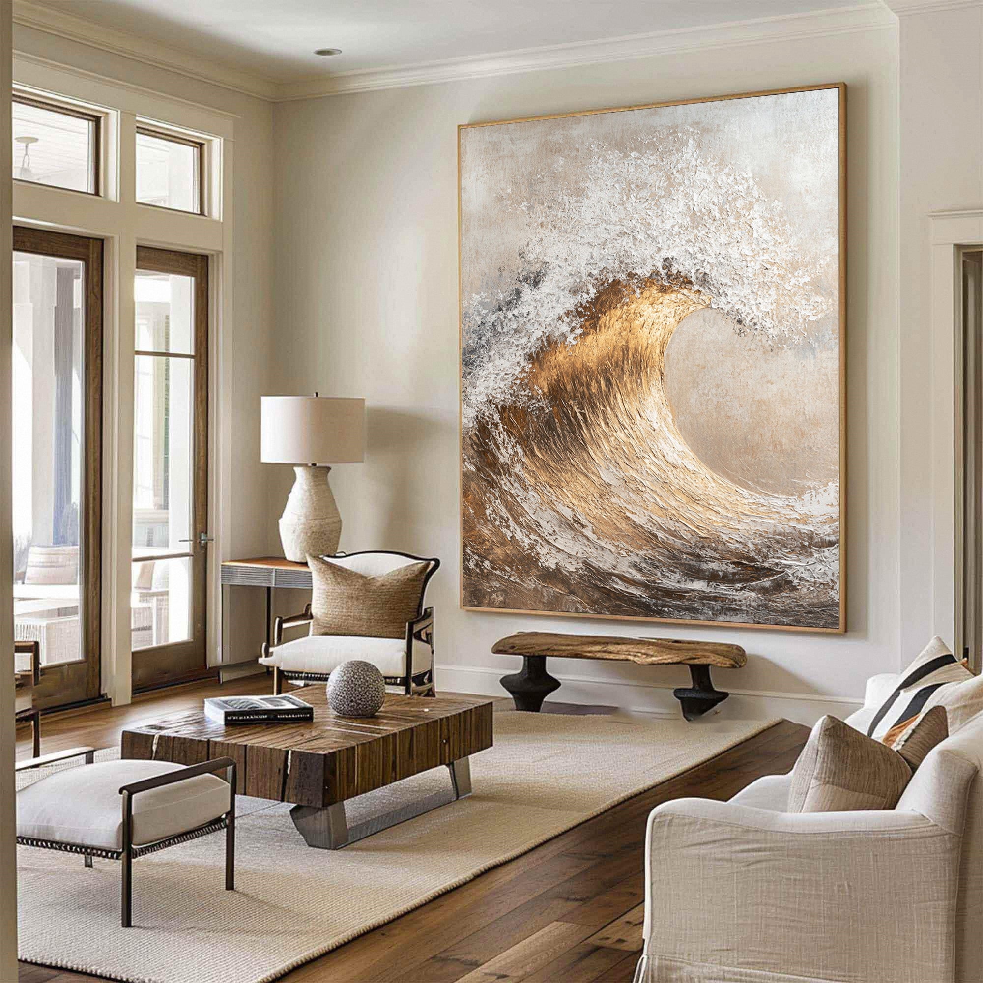 Majestic Ocean Wave Textured Canvas for Elegant Coastal Home Decor #BBM 054