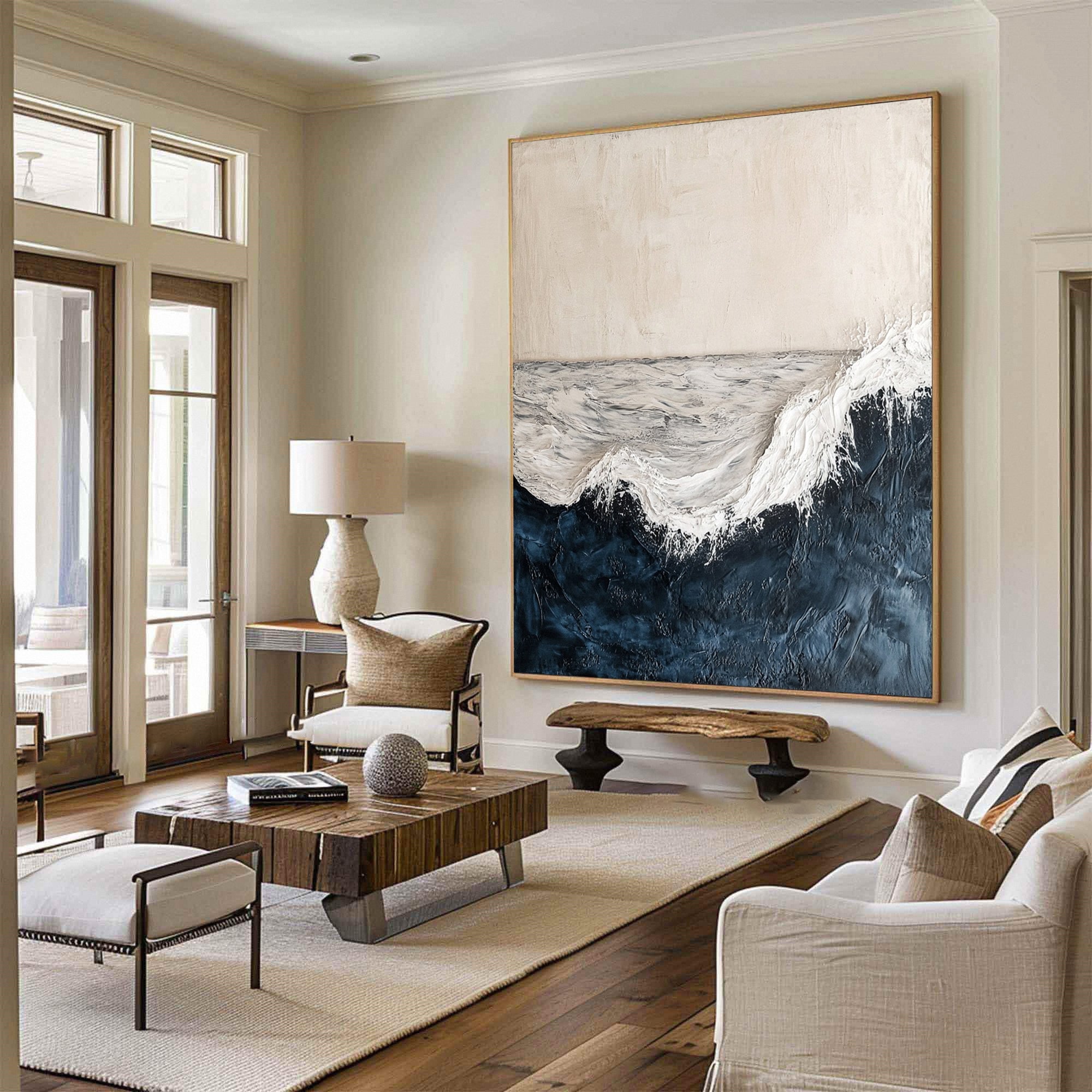 Majestic Ocean Wave Textured Canvas for Elegant Coastal Home Decor #BBM 060