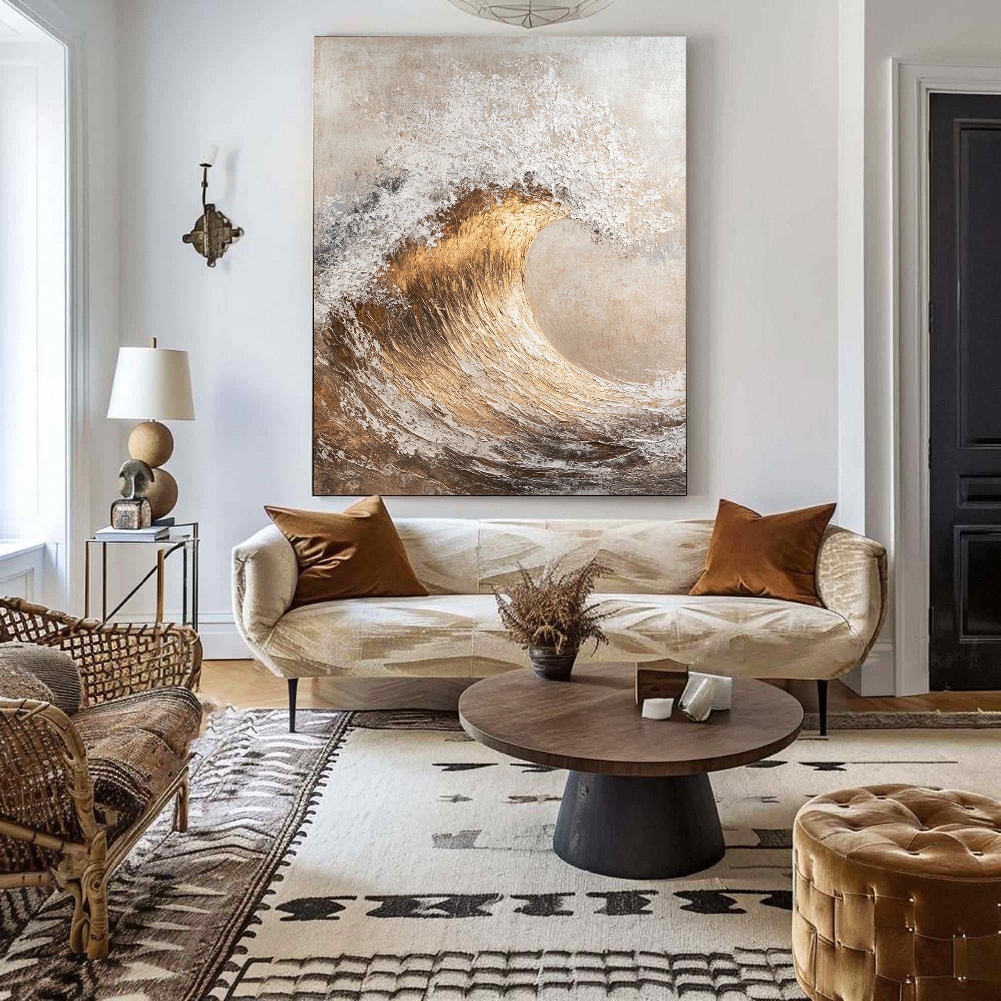 Majestic Ocean Wave Textured Canvas for Elegant Coastal Home Decor #BBM 054