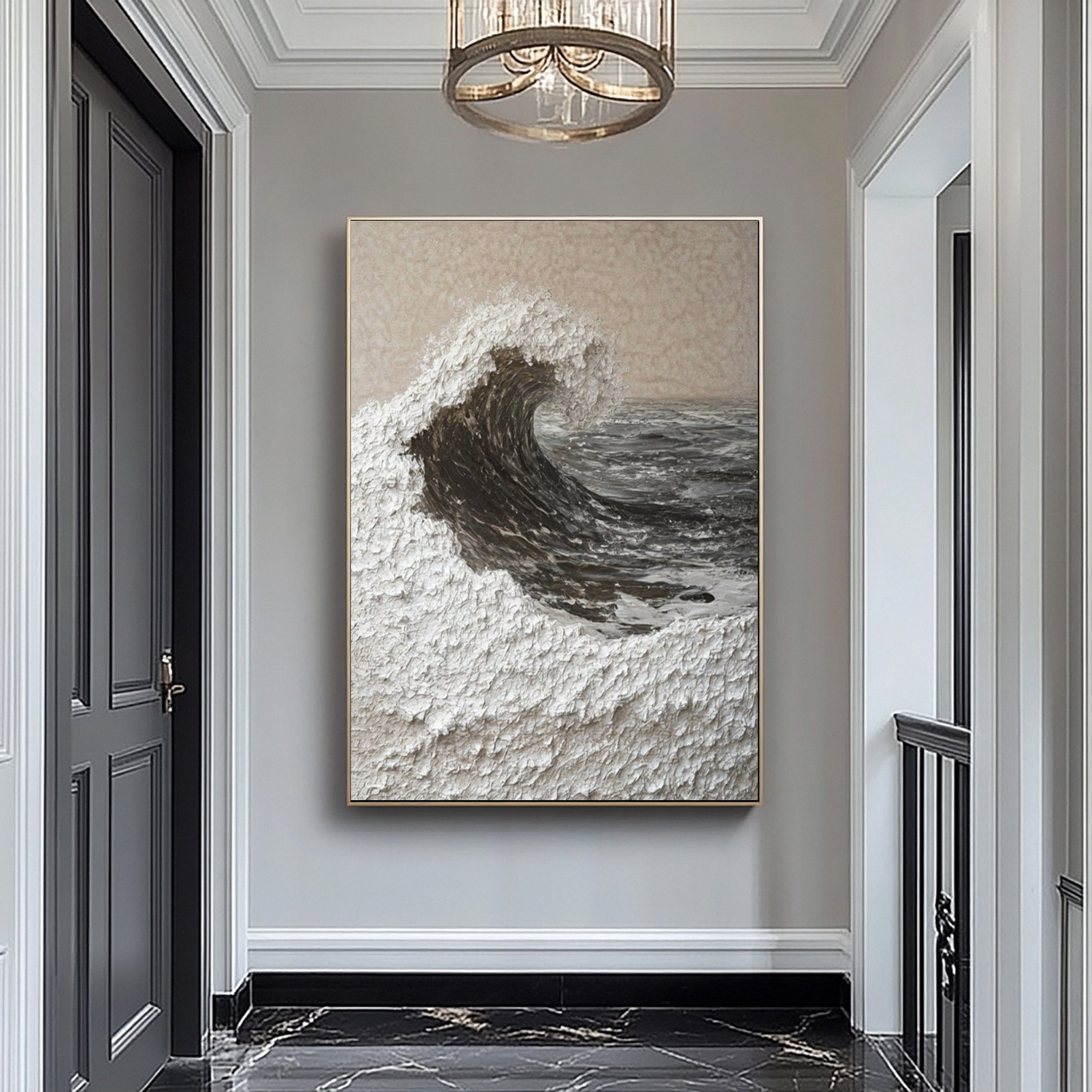 Majestic Ocean Wave Textured Canvas for Elegant Coastal Home Decor #BBM 057