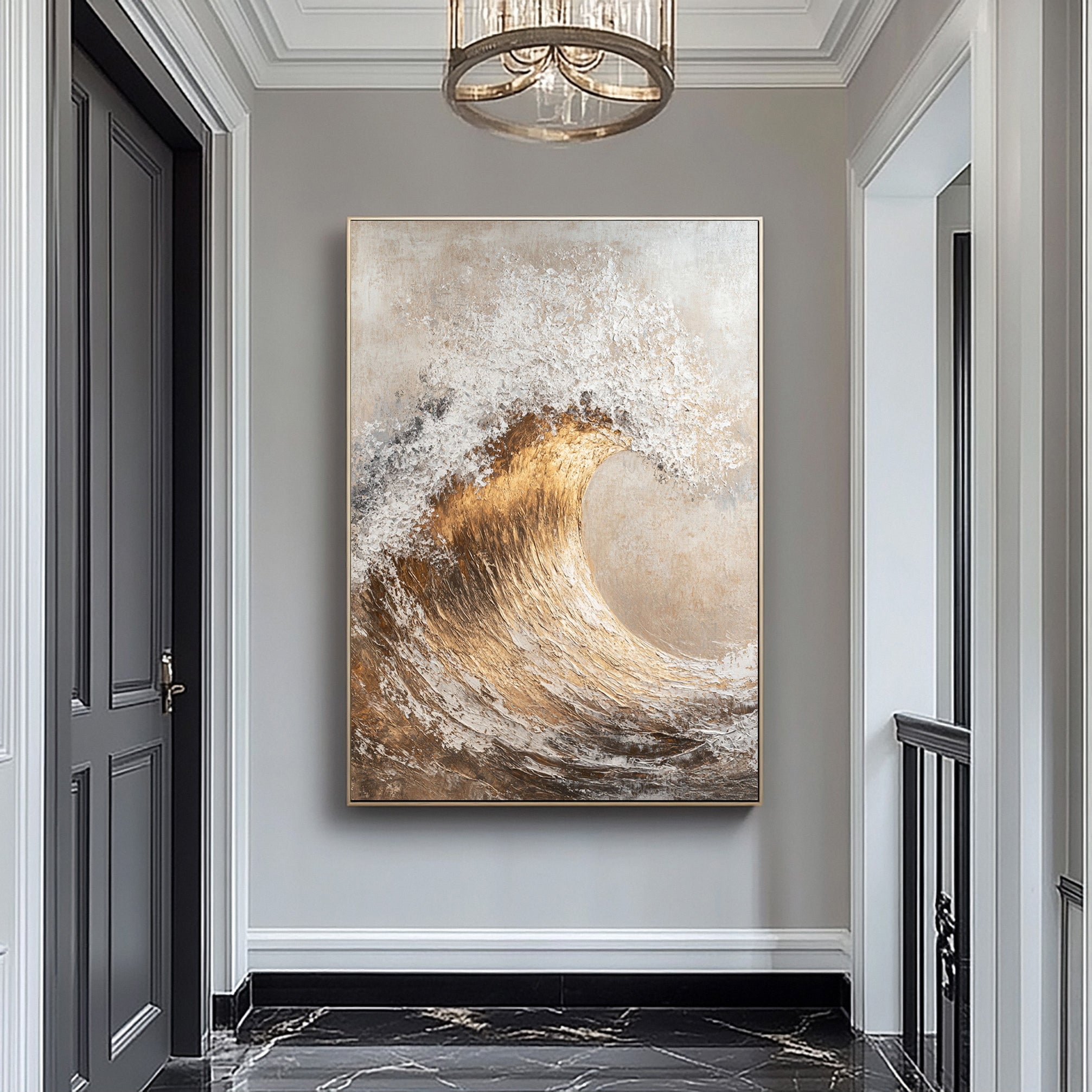 Majestic Ocean Wave Textured Canvas for Elegant Coastal Home Decor #BBM 054