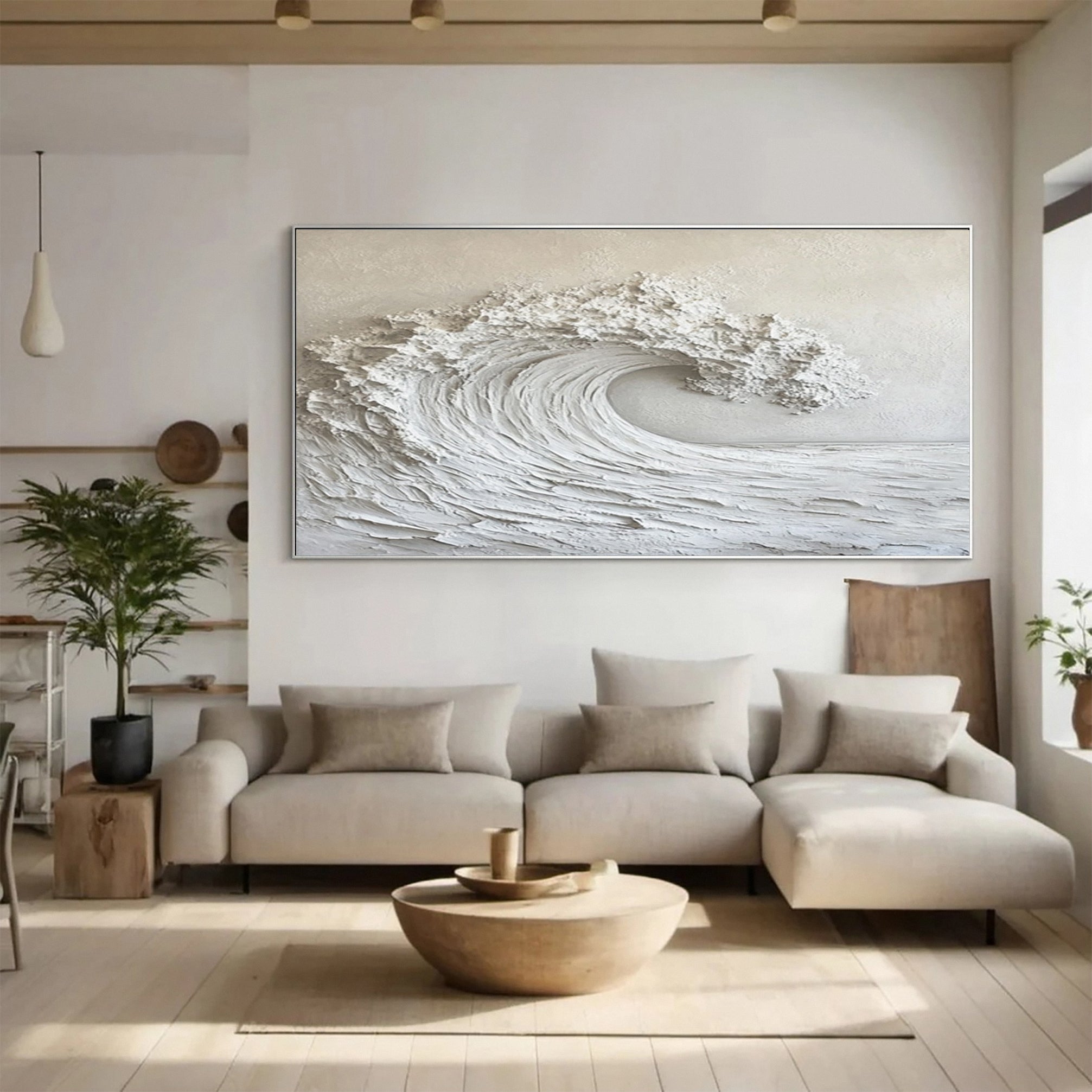 Large Textured Ocean Wave Wall Art for Living Room Decor #BBM 061