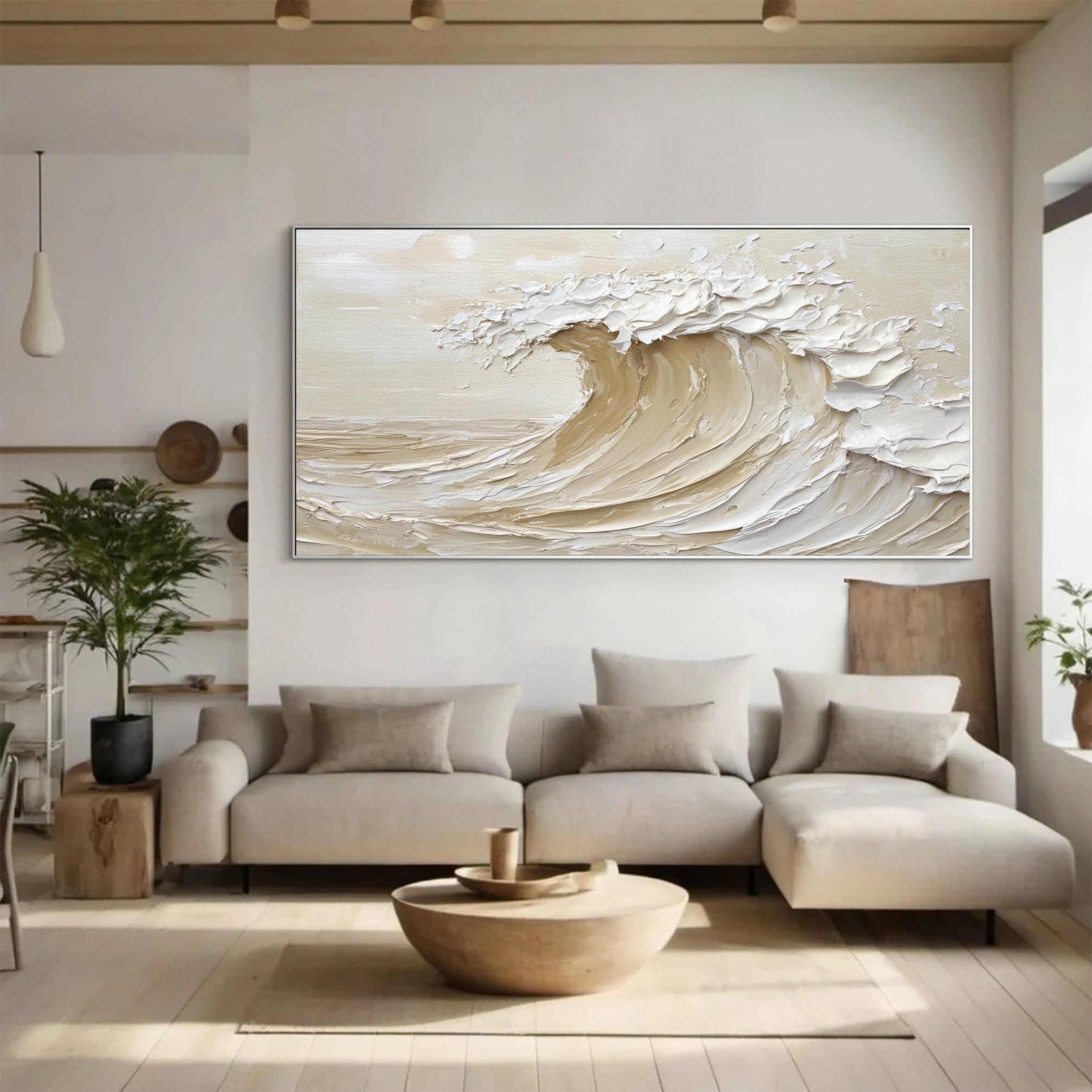 Large Abstract Seascape Canvas Textured Waves for Elegant Interiors #OP 033