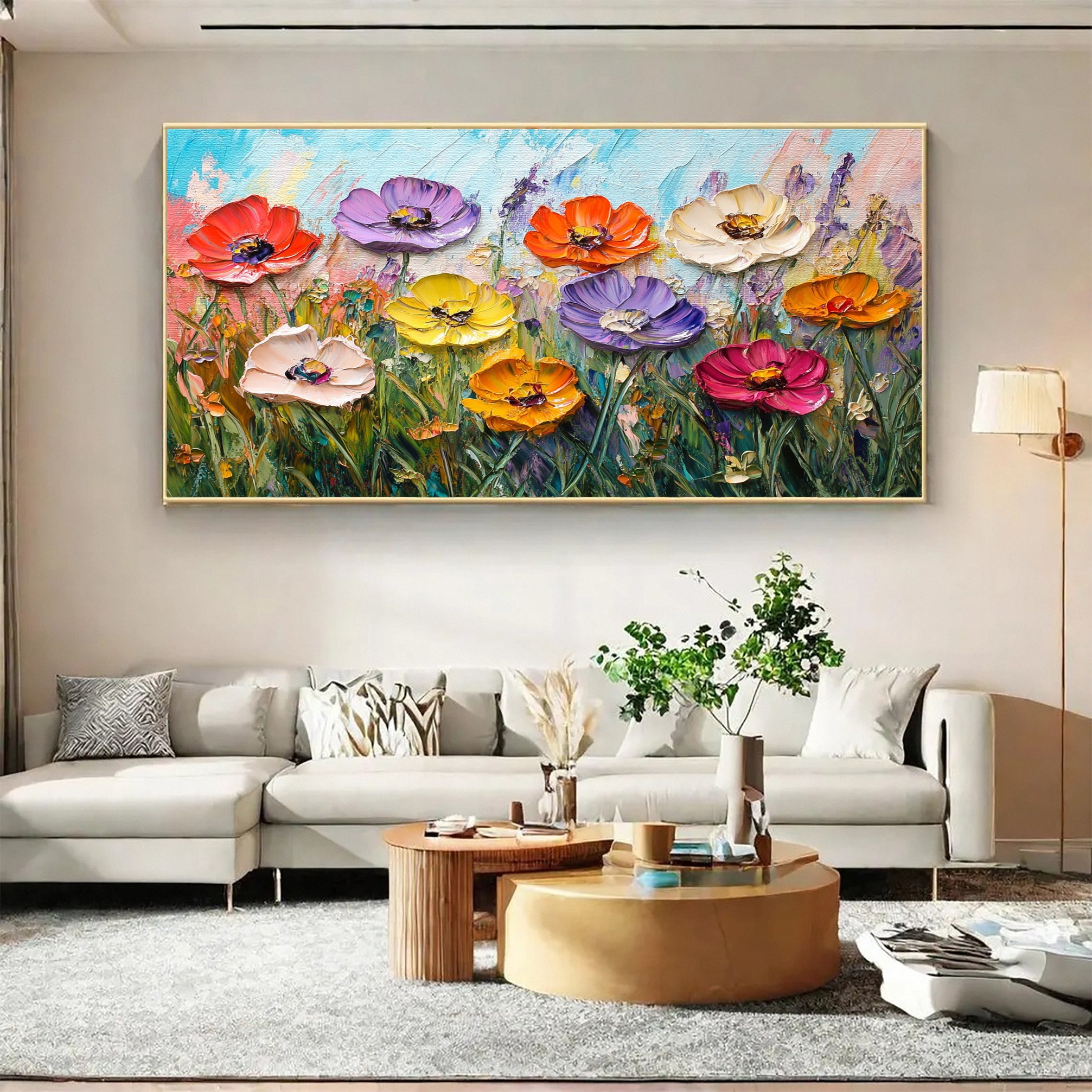 Nature's Palette Expressive Flower Field Painting #CAP 056