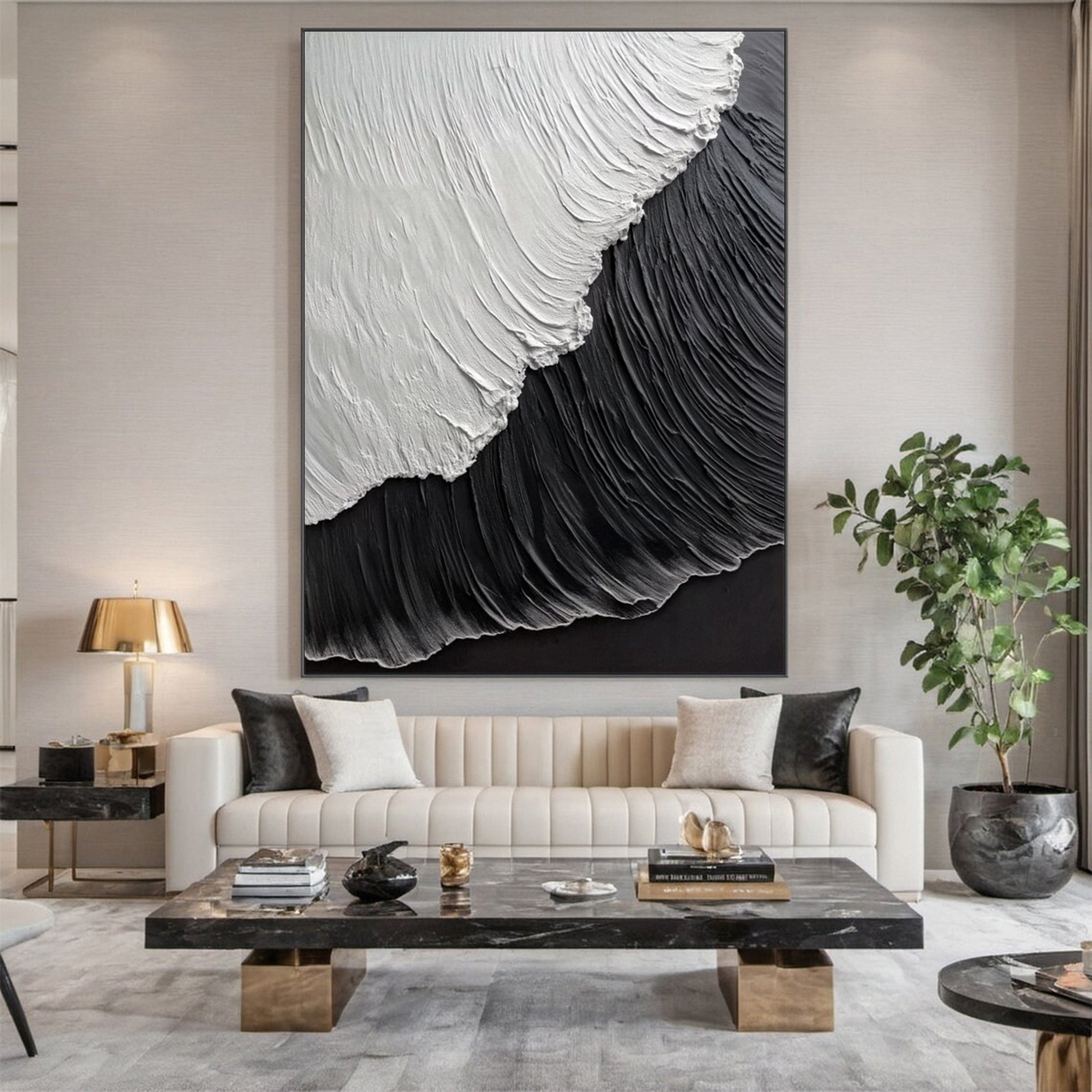 Luxury Ocean Wave Art with 3D Textured Finish for Upscale Homes #OP 045