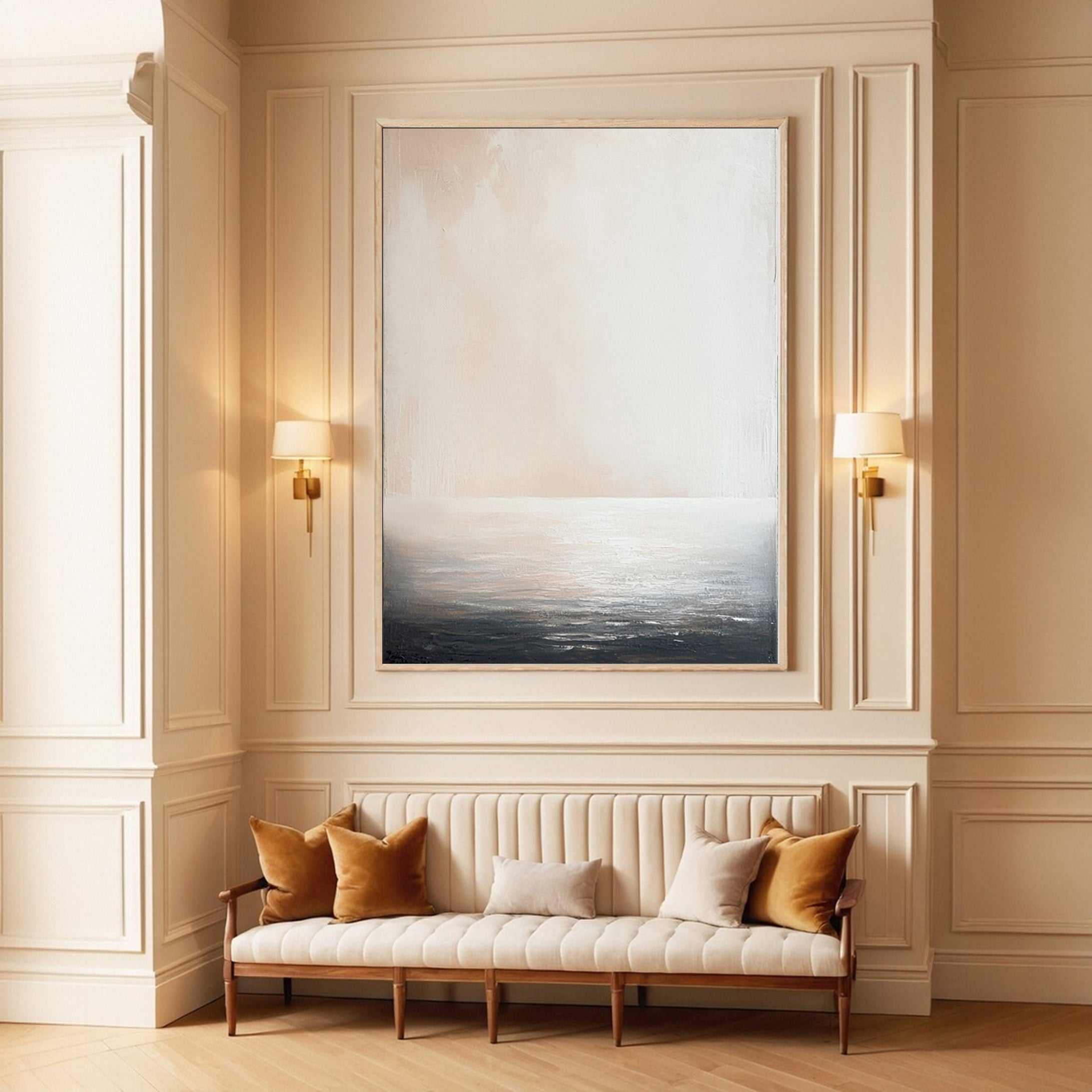 Serene Dawn Minimalist Ocean Horizon Canvas Art #OP 049