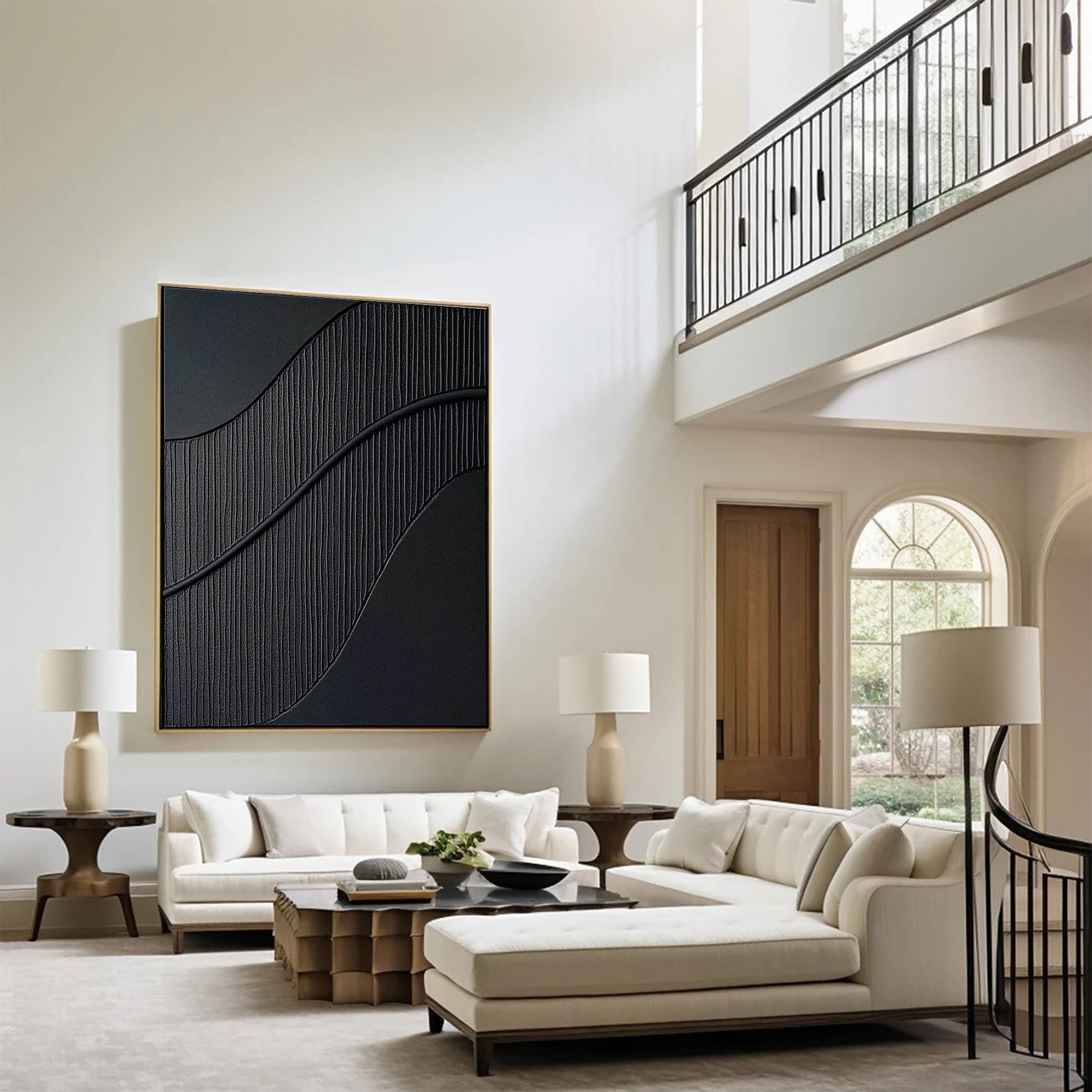 Monochrome Elegance Textured Black Abstract Wall Art #BM 125