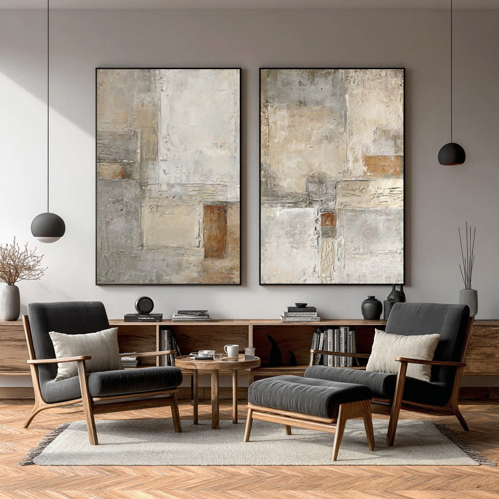 Abstract Earth Tones Textured Canvas Set  #WG 014