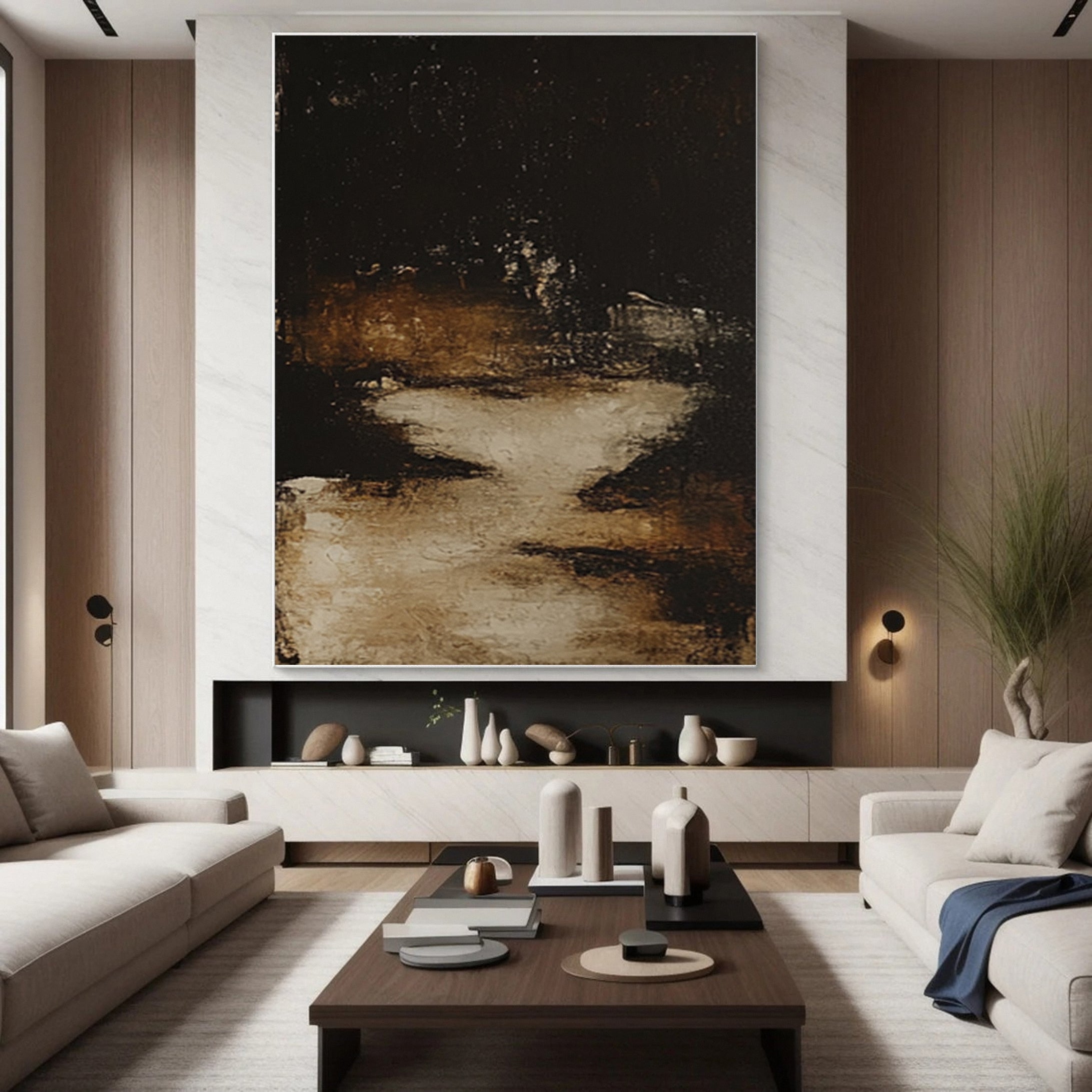 Abyssal Echoes Dark Abstract Wall Art #WS 039