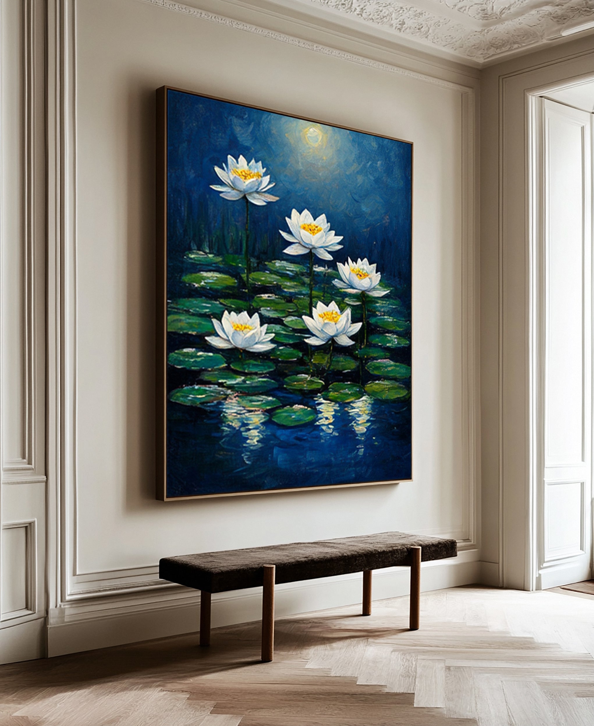 Modern Painting Recalling Monet's Serene Water Lily Scenes #BGA 363