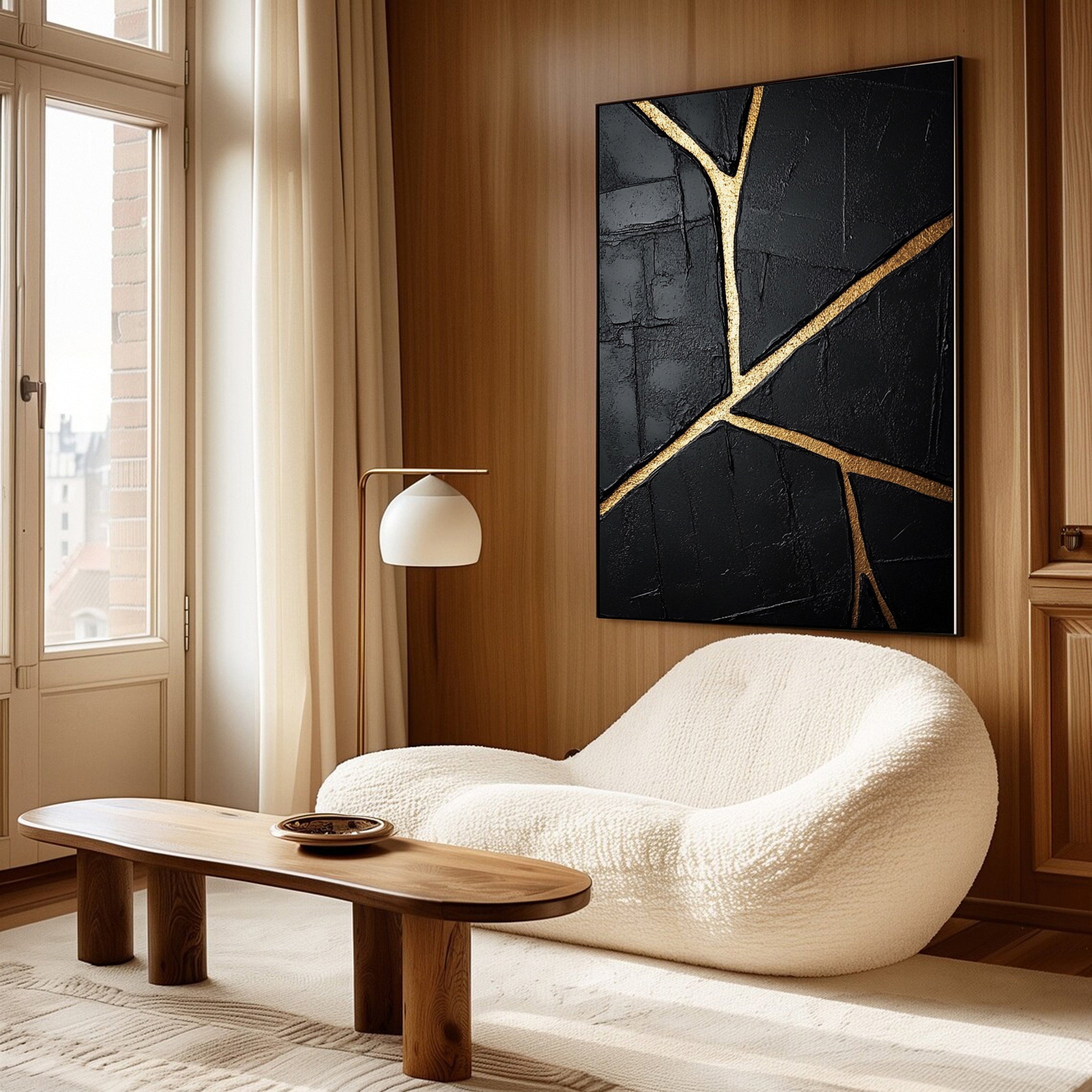 Luxury Textured Wall Art in Black and Gold for Upscale Interior Design #BM 110