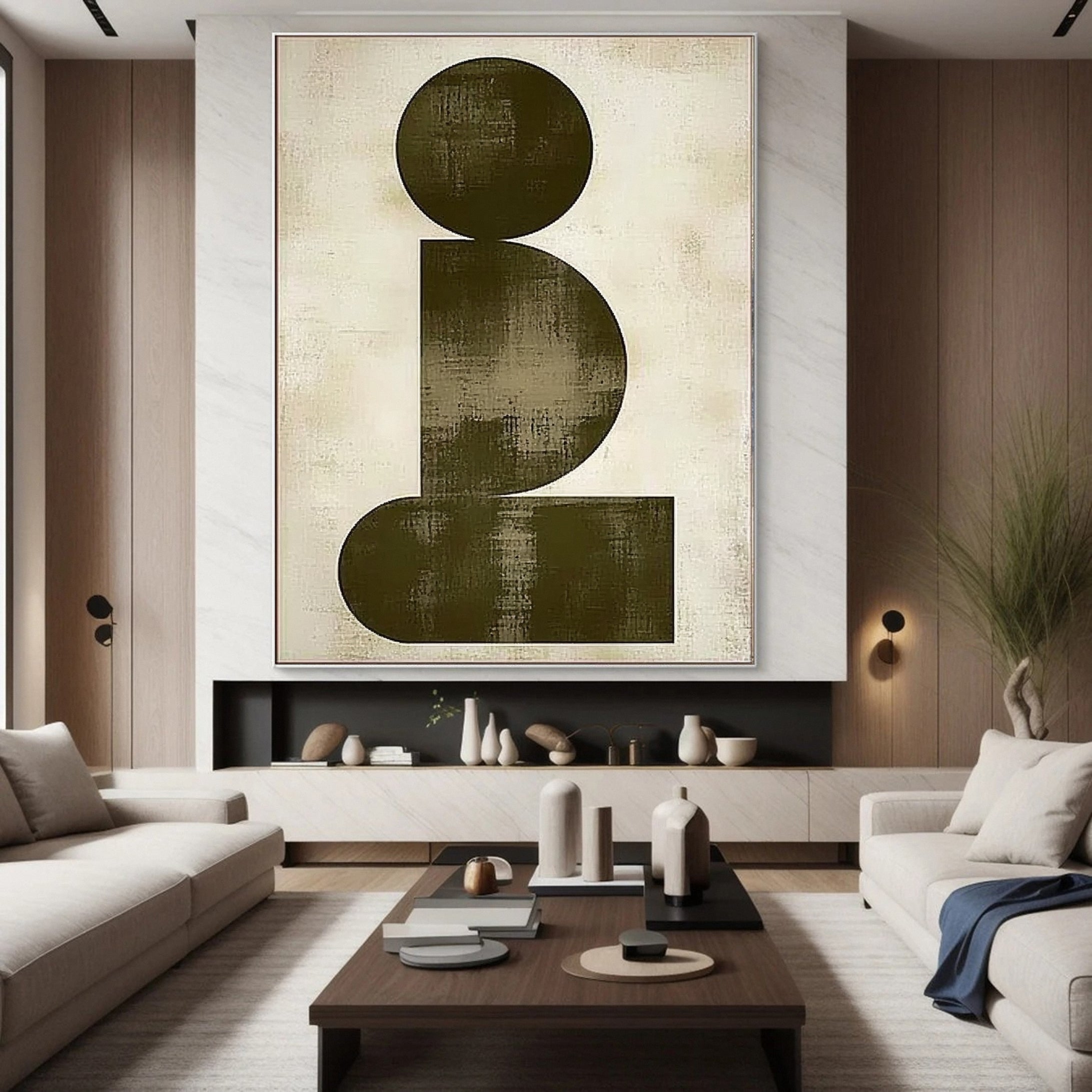 Large Wabi Sabi Geometric Abstract Canvas Art #WS 047