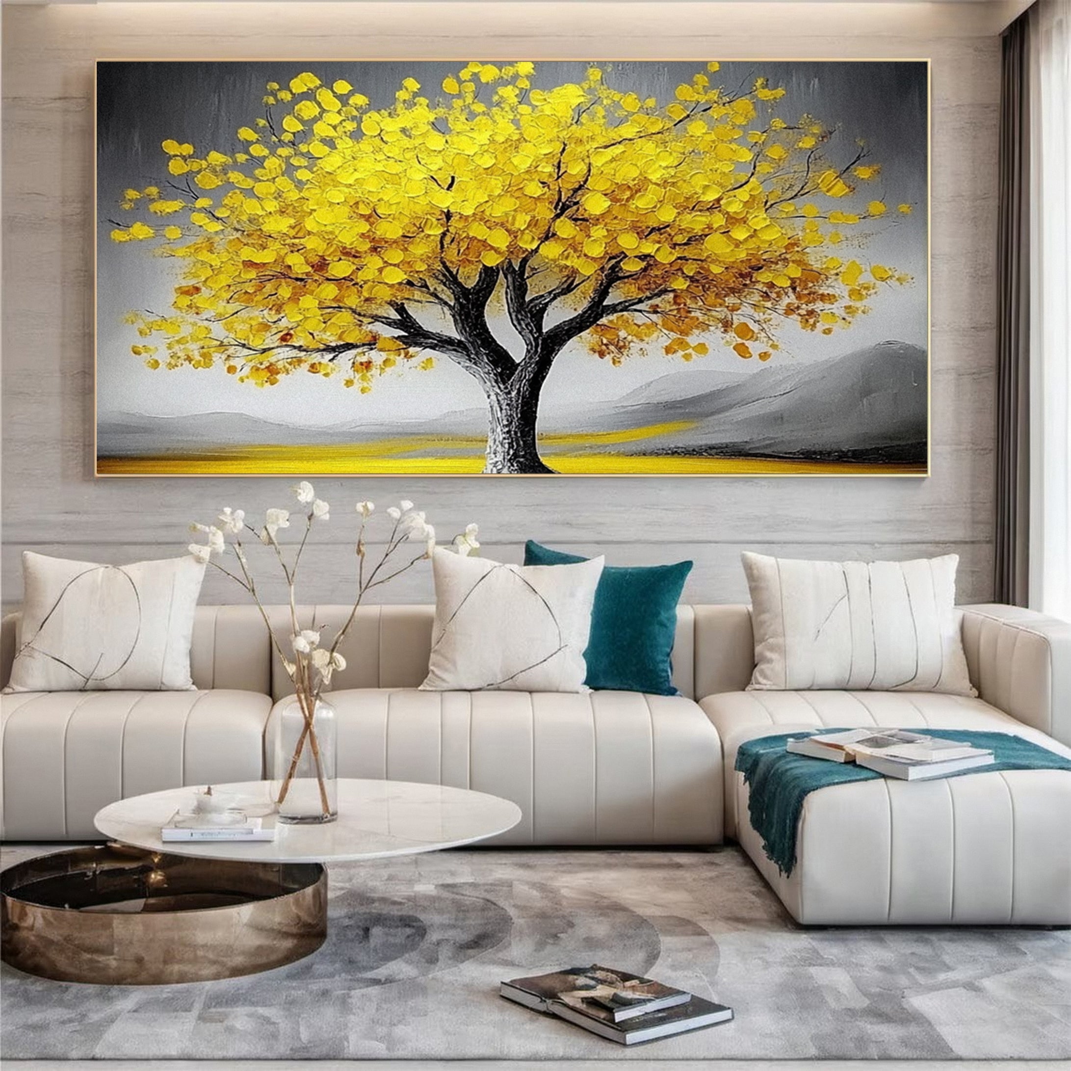 Golden Foliage Canvas Print Timeless Wall Art for Elegant Homes #CAP 041