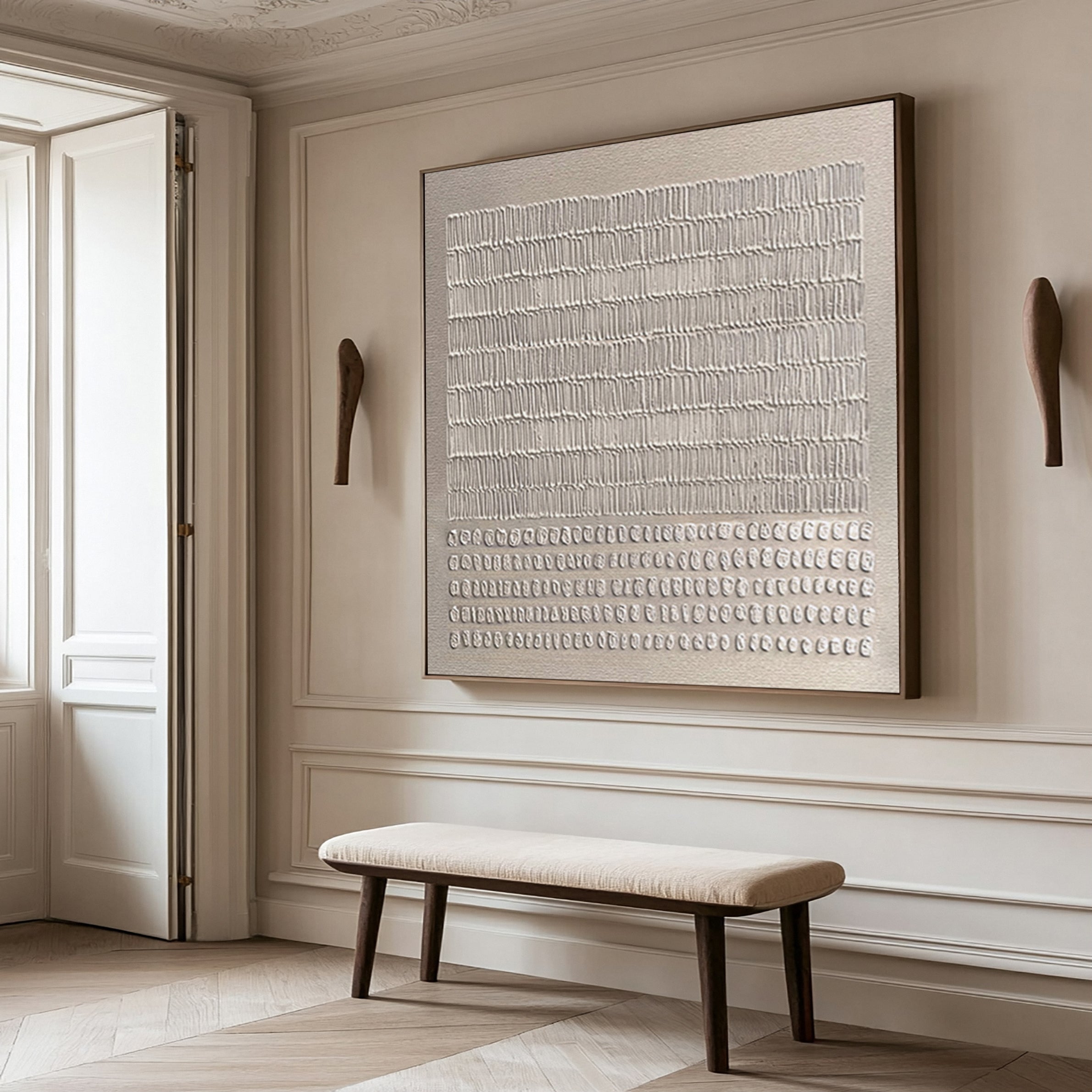Minimalist Neutral Canvas with Repeated Abstract Symbols #BGA 306