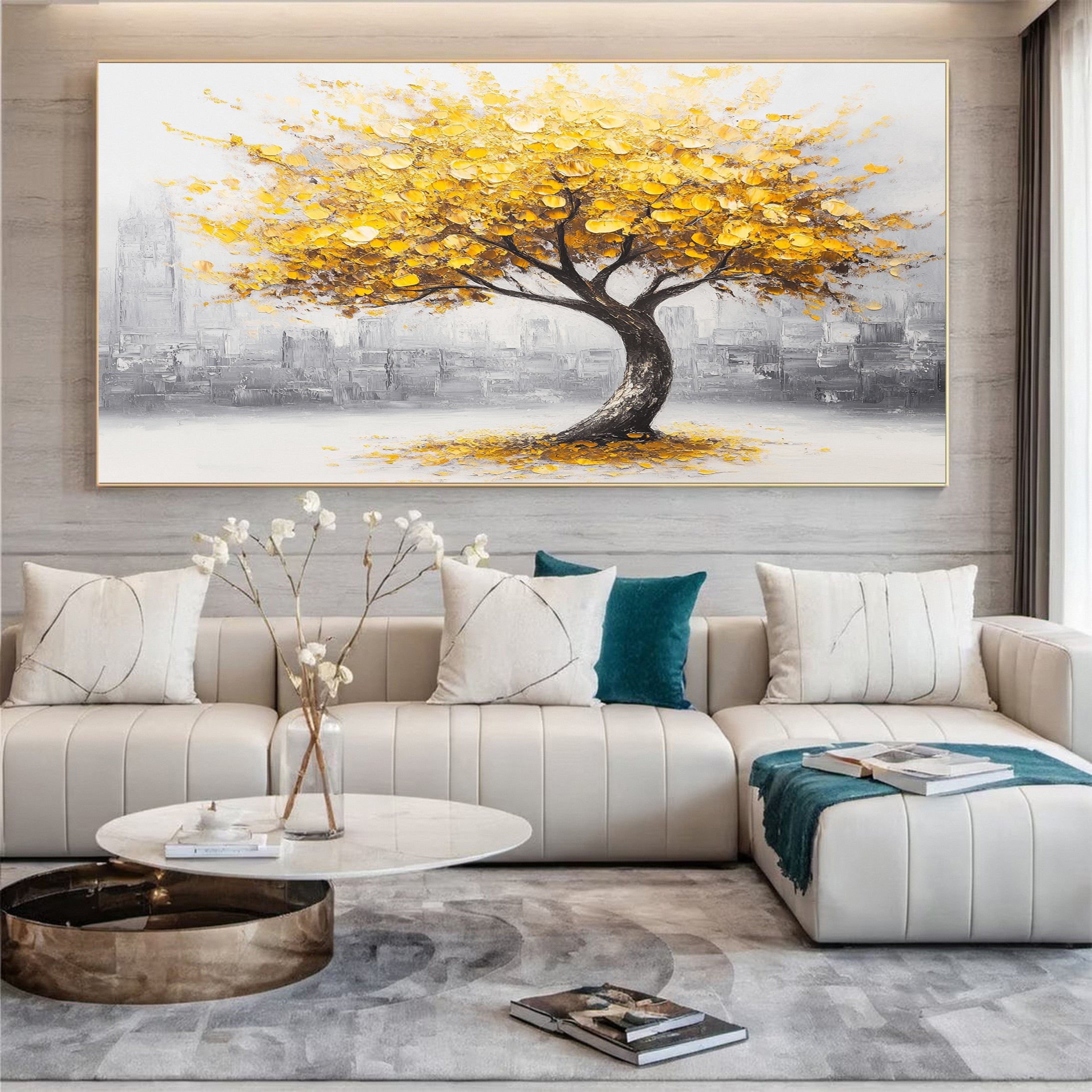 Golden Foliage Canvas Print Timeless Wall Art for Elegant Homes #CAP 038