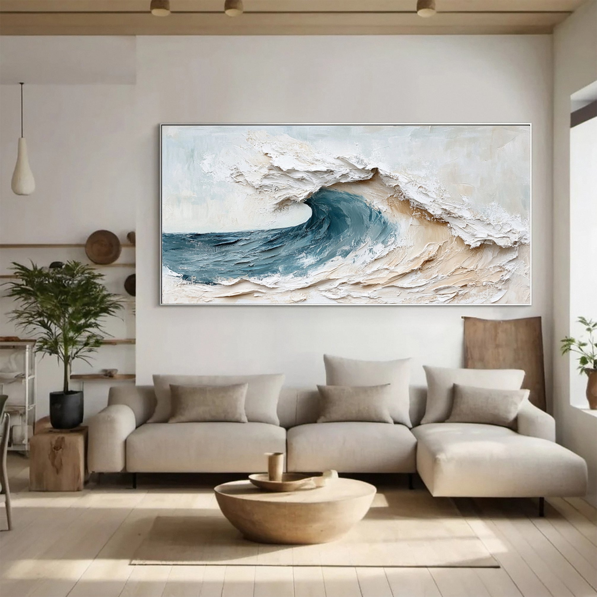 Large Abstract Seascape Canvas Textured Waves for Elegant Interiors #OP 031