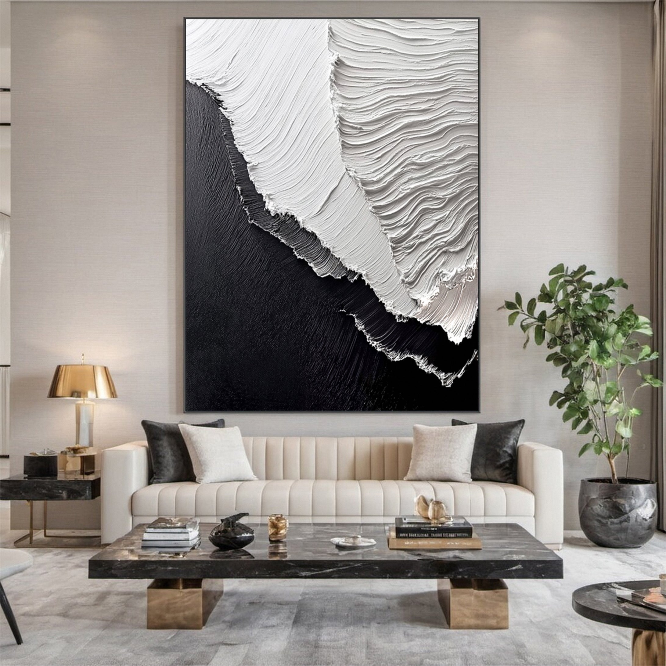 Luxury Ocean Wave Art with 3D Textured Finish for Upscale Homes #OP 046