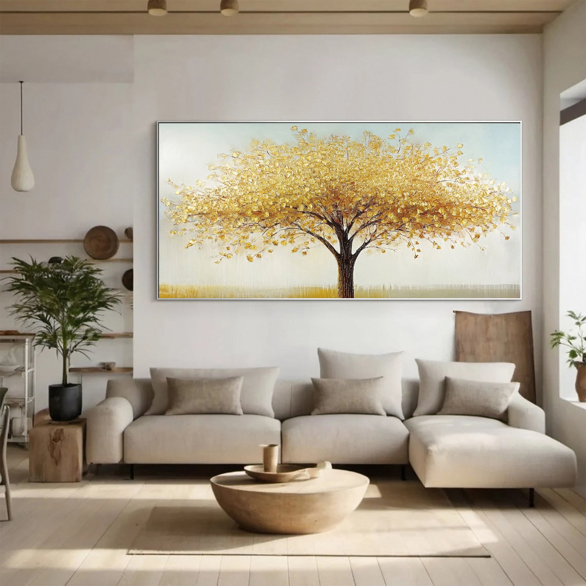 Golden Foliage Canvas Print Timeless Wall Art for Elegant Homes #CAP 040