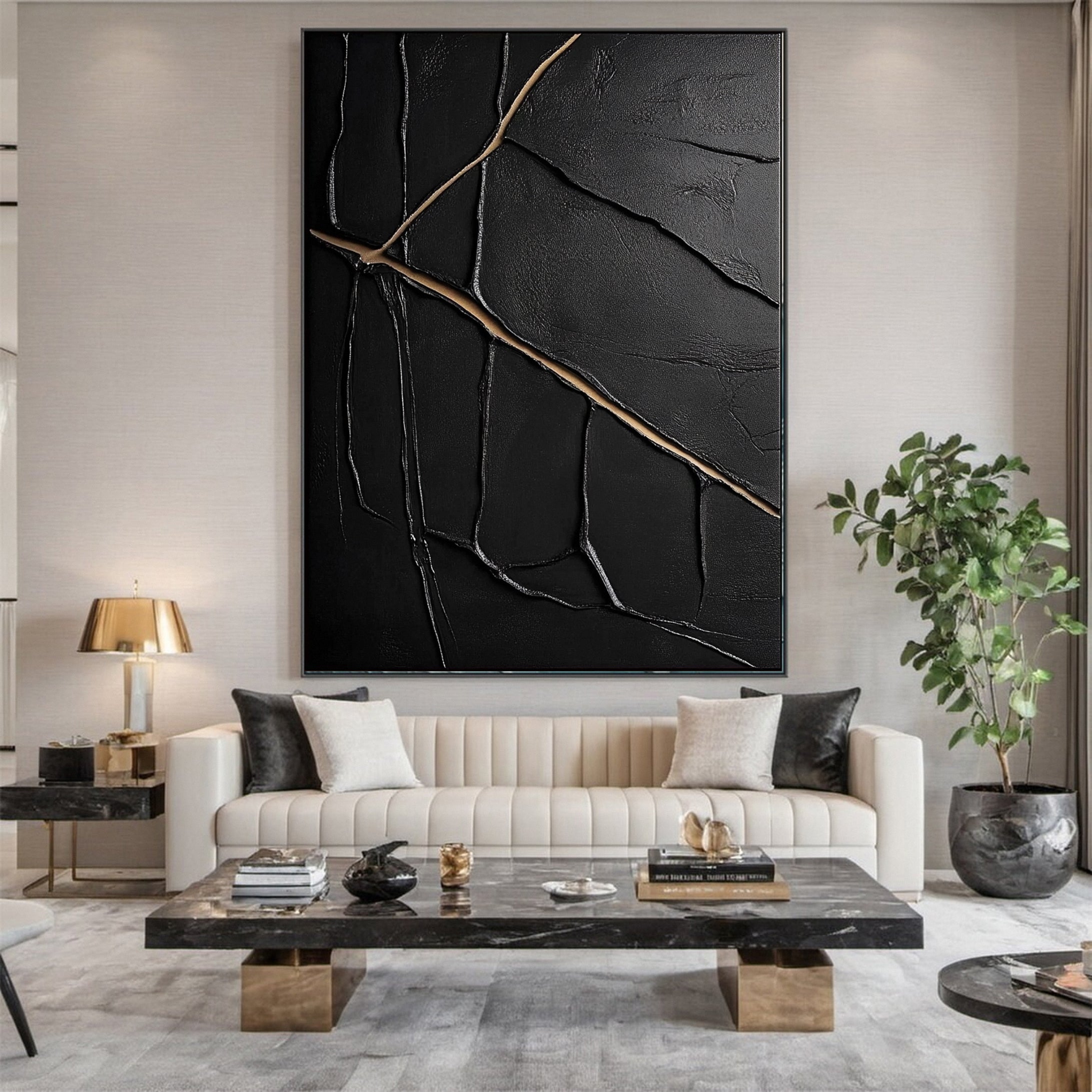 Luxury Textured Wall Art in Black and Gold for Upscale Interior Design #BM 111