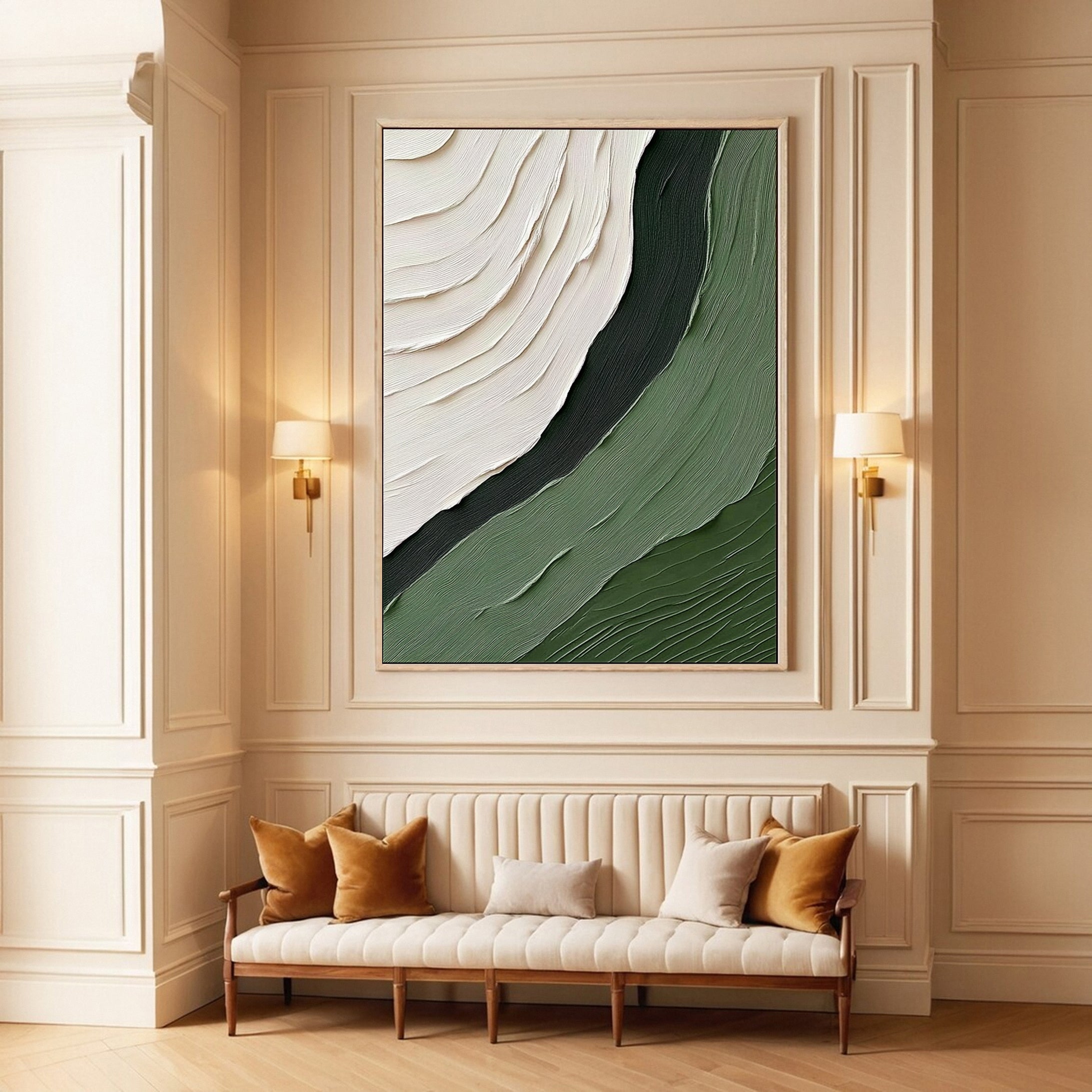 Whispering Waves Modern Green Abstract Artwork #BGM 055