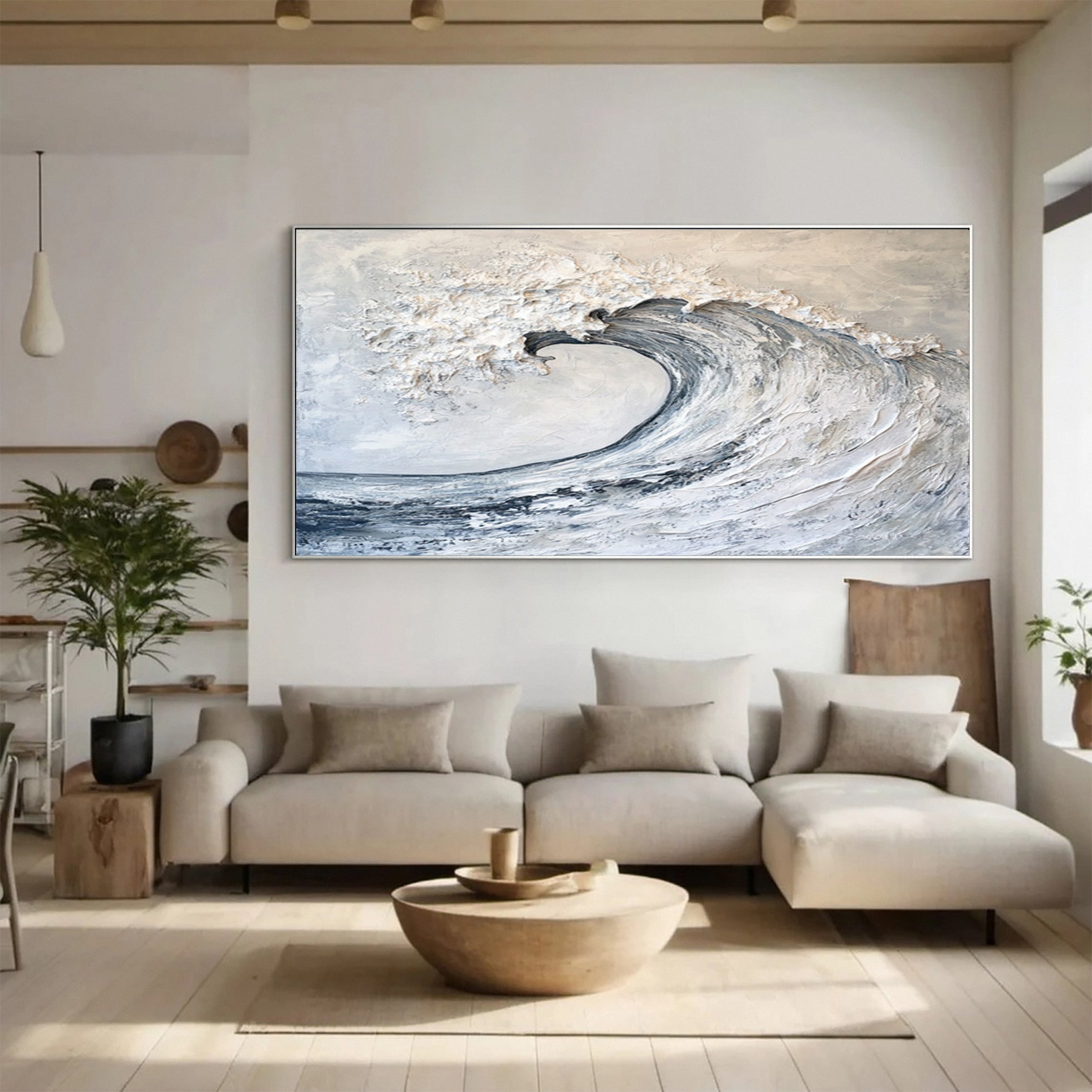 Large Abstract Sea Waves Artwork for Contemporary Wall Decor #OP 016