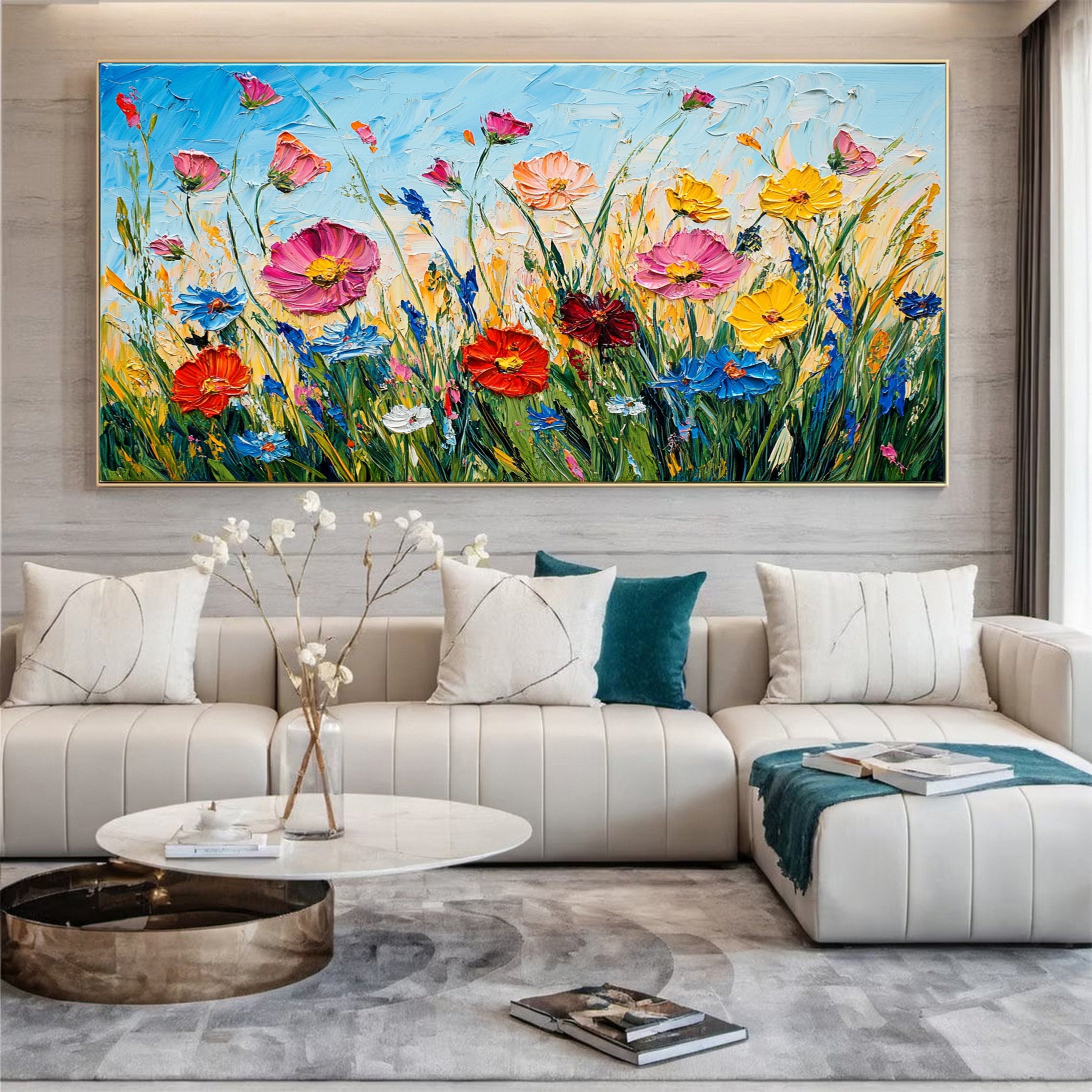 Large Textured Floral Canvas for Modern Homes #CAP 046