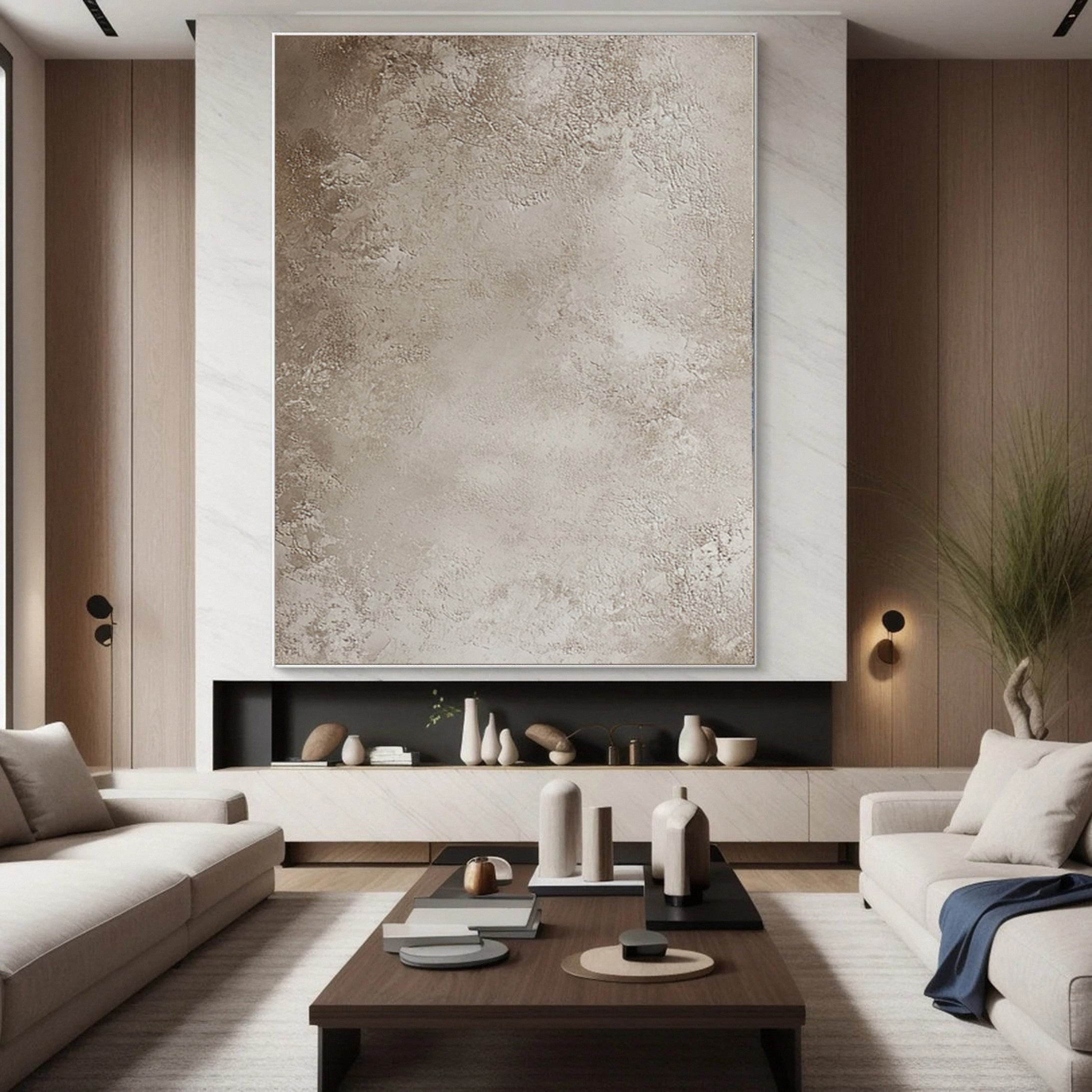 Calm Canvas Textured Artwork in Soft Beige #BBA 083