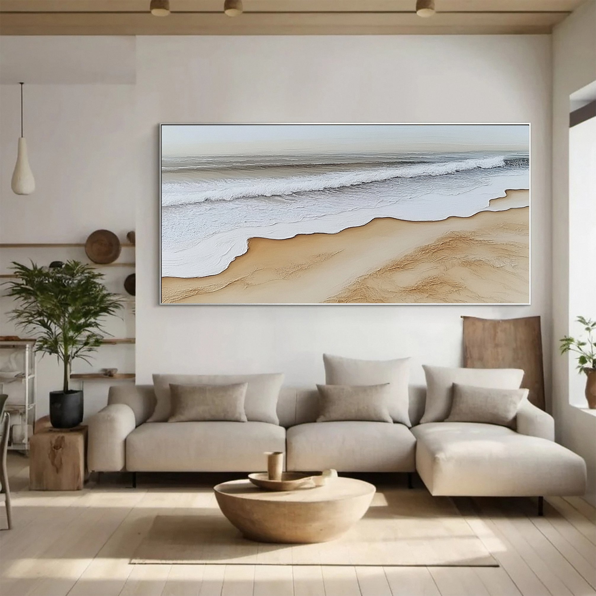 Large Abstract Seascape Canvas Textured Waves for Elegant Interiors #OP 030