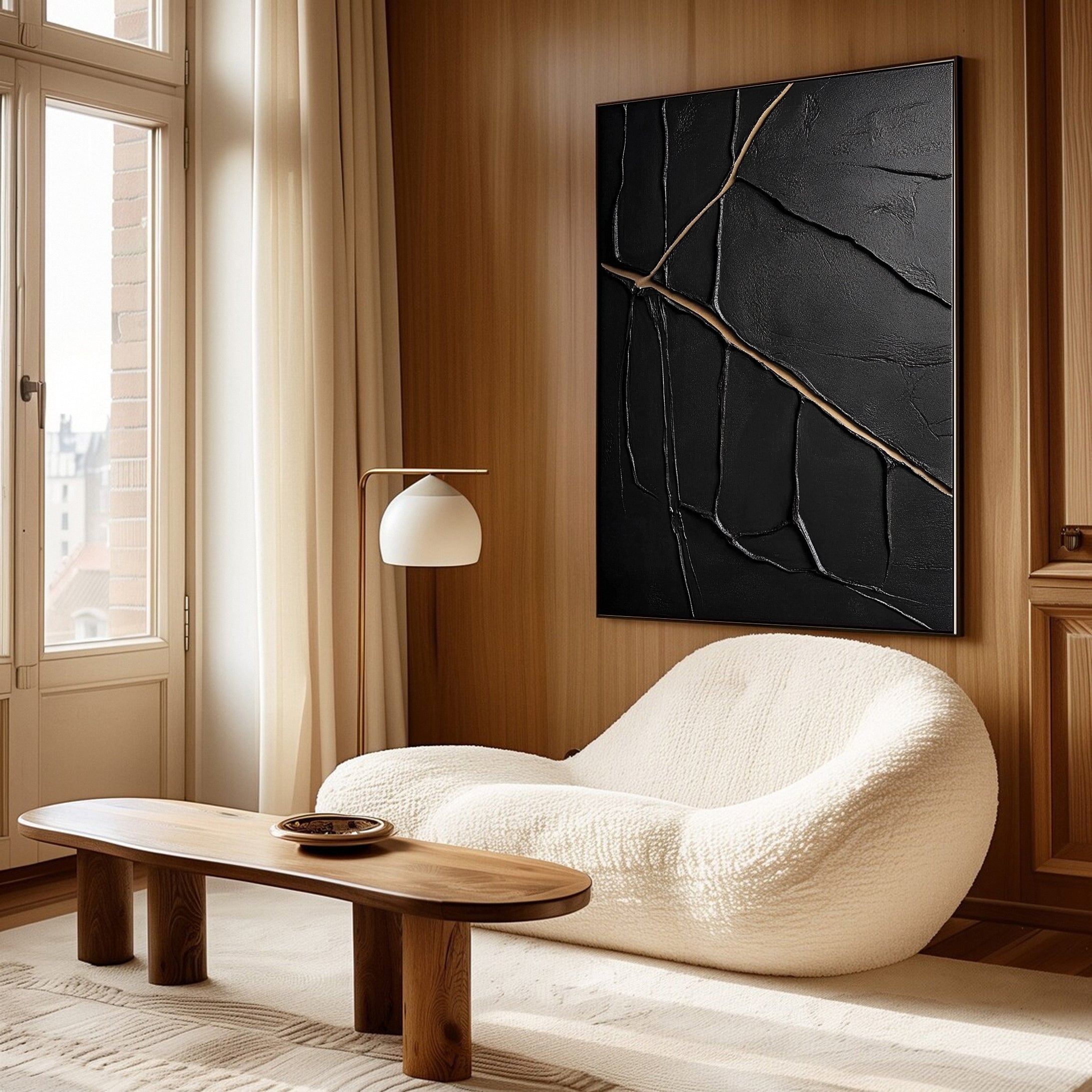 Luxury Textured Wall Art in Black and Gold for Upscale Interior Design #BM 111