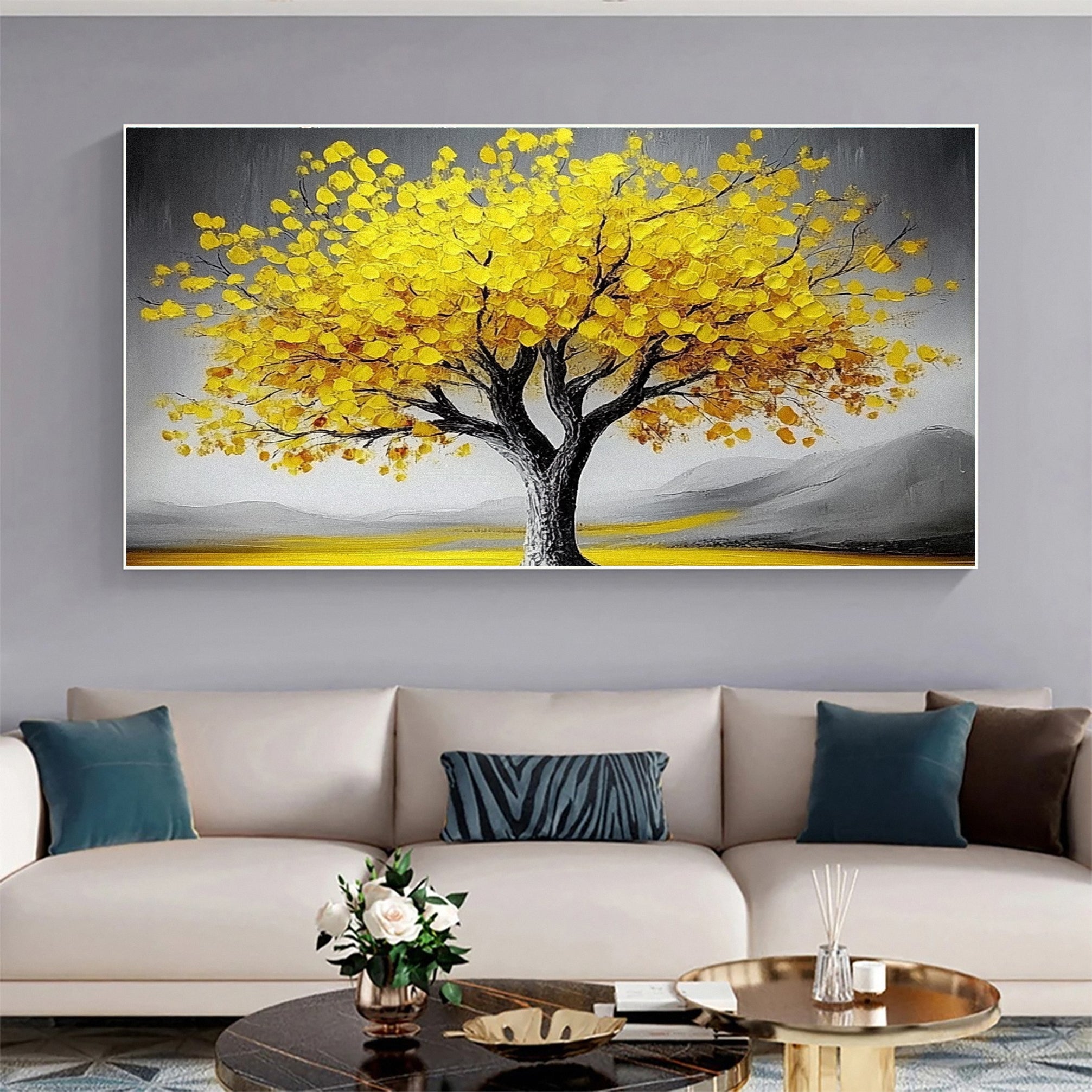 Golden Foliage Canvas Print Timeless Wall Art for Elegant Homes #CAP 041