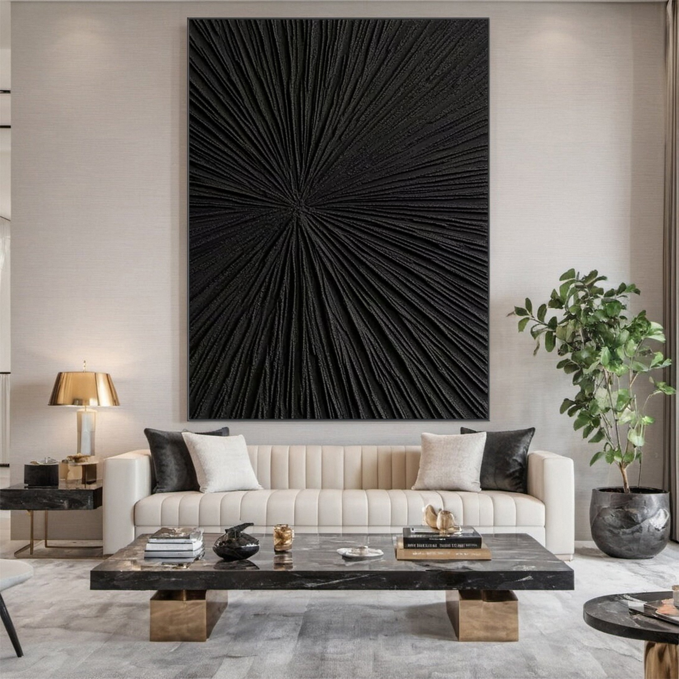 Monochrome Elegance Textured Black Abstract Wall Art #BM 122