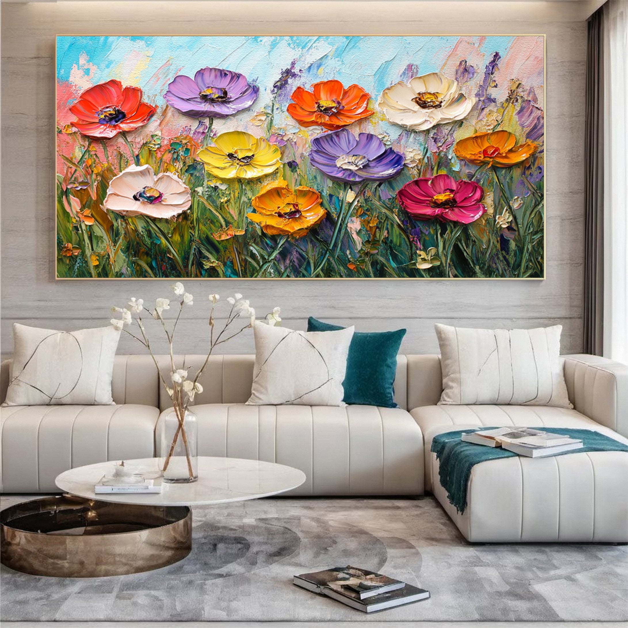 Nature's Palette Expressive Flower Field Painting #CAP 056