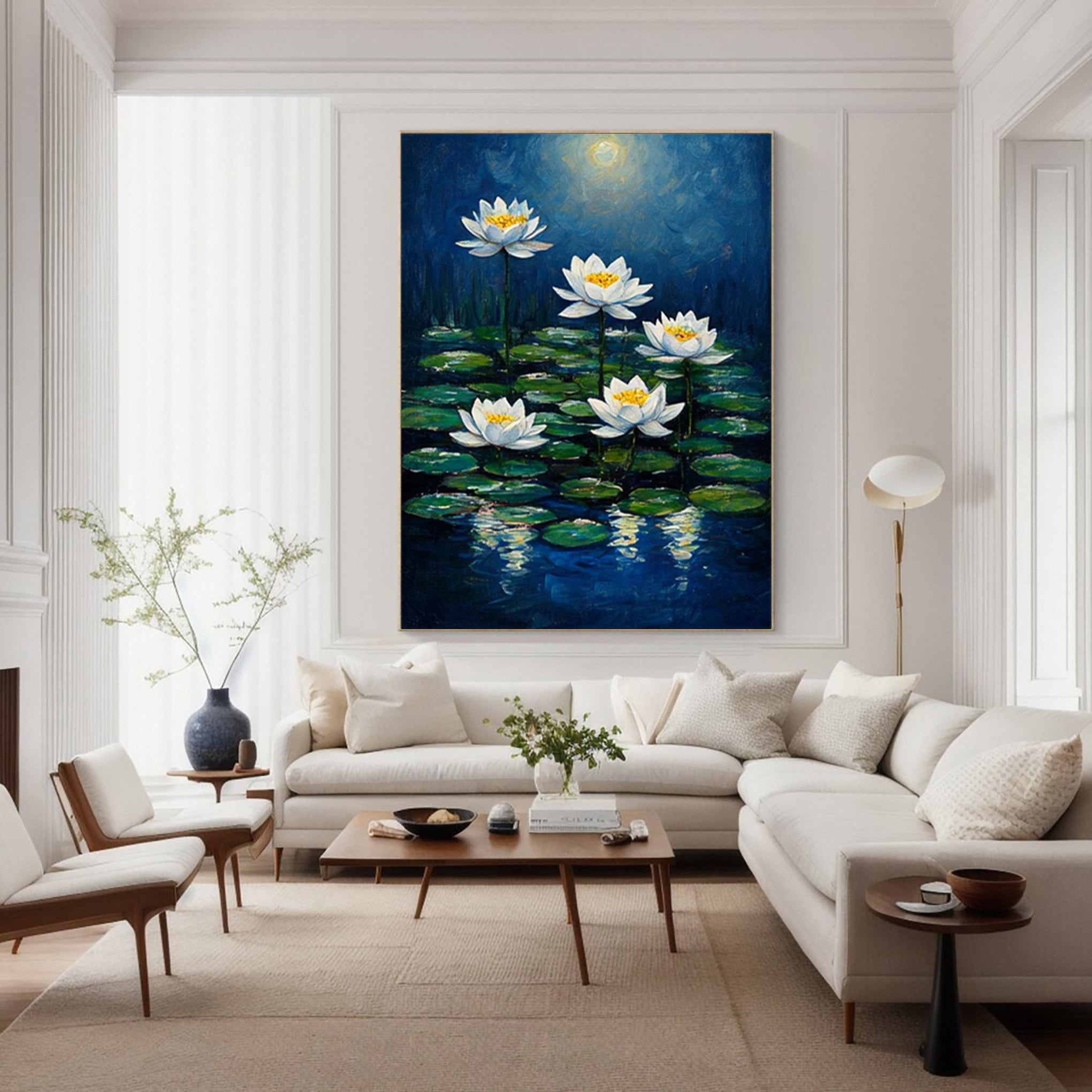 Modern Painting Recalling Monet's Serene Water Lily Scenes #BGA 363