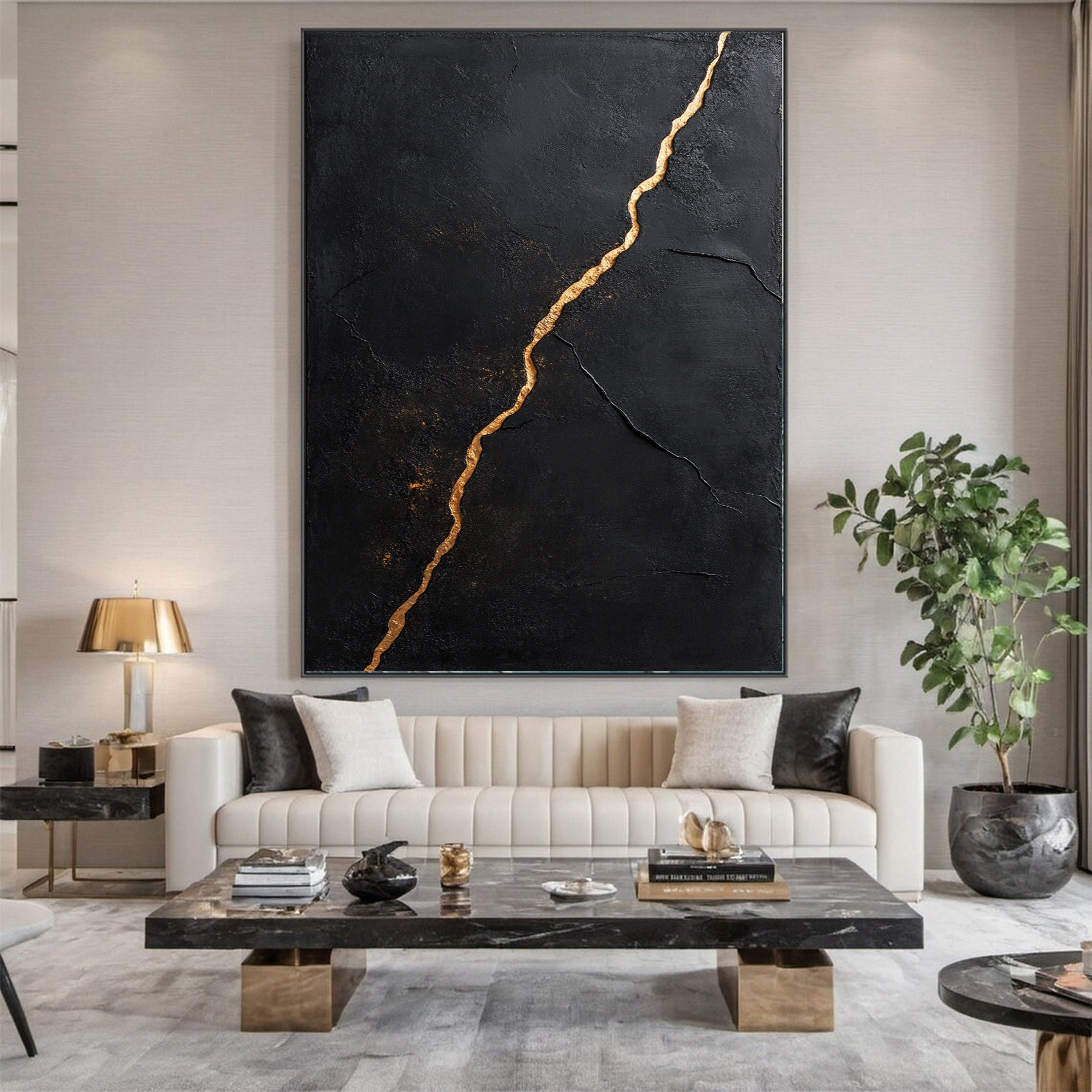 Luxury Textured Wall Art in Black and Gold for Upscale Interior Design #BM 112