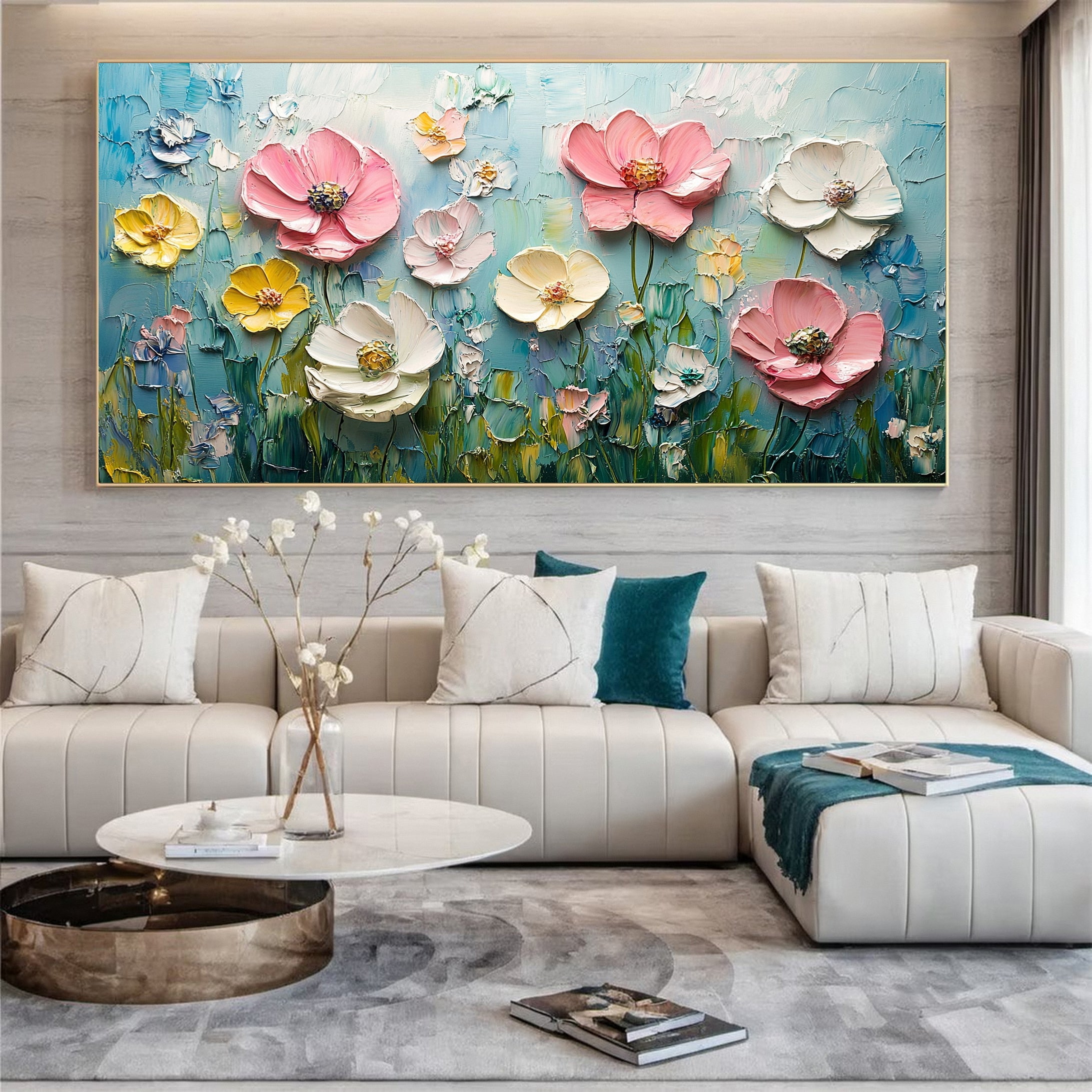 Vibrant Lotus Flower Painting 3D Textured Canvas Art for Modern Homes #CAP 035