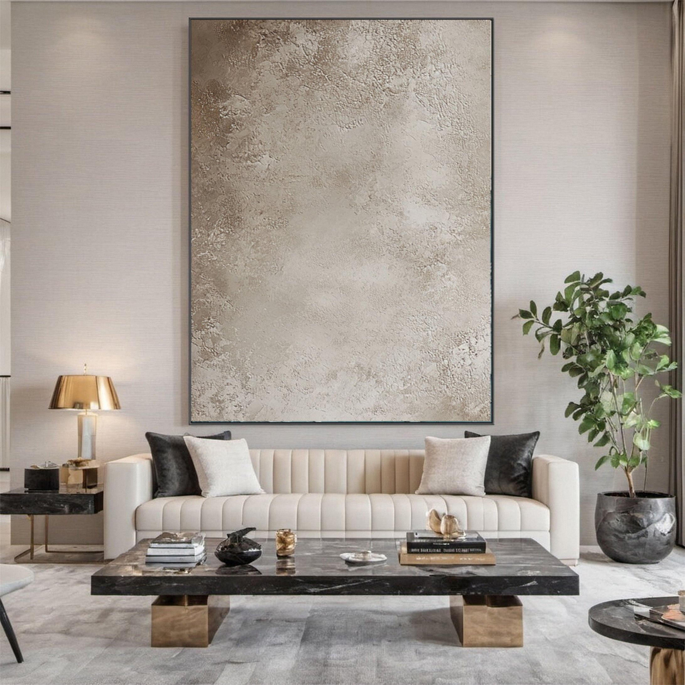 Calm Canvas Textured Artwork in Soft Beige #BBA 083