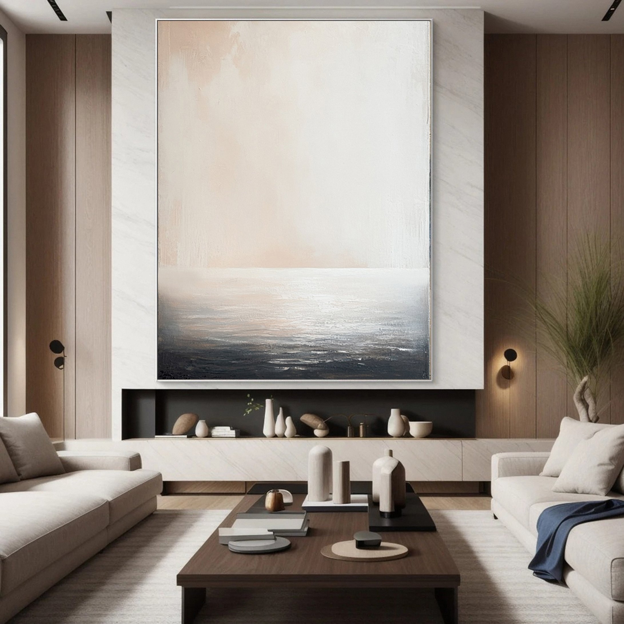 Serene Dawn Minimalist Ocean Horizon Canvas Art #OP 049