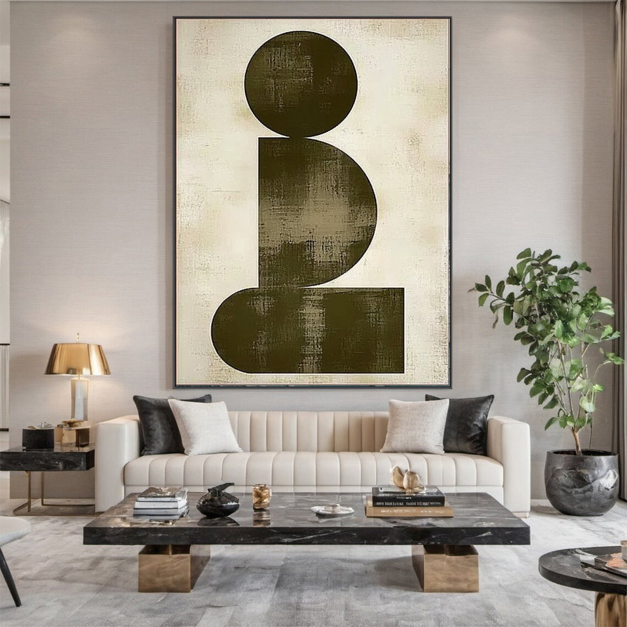 Large Wabi Sabi Geometric Abstract Canvas Art #WS 047