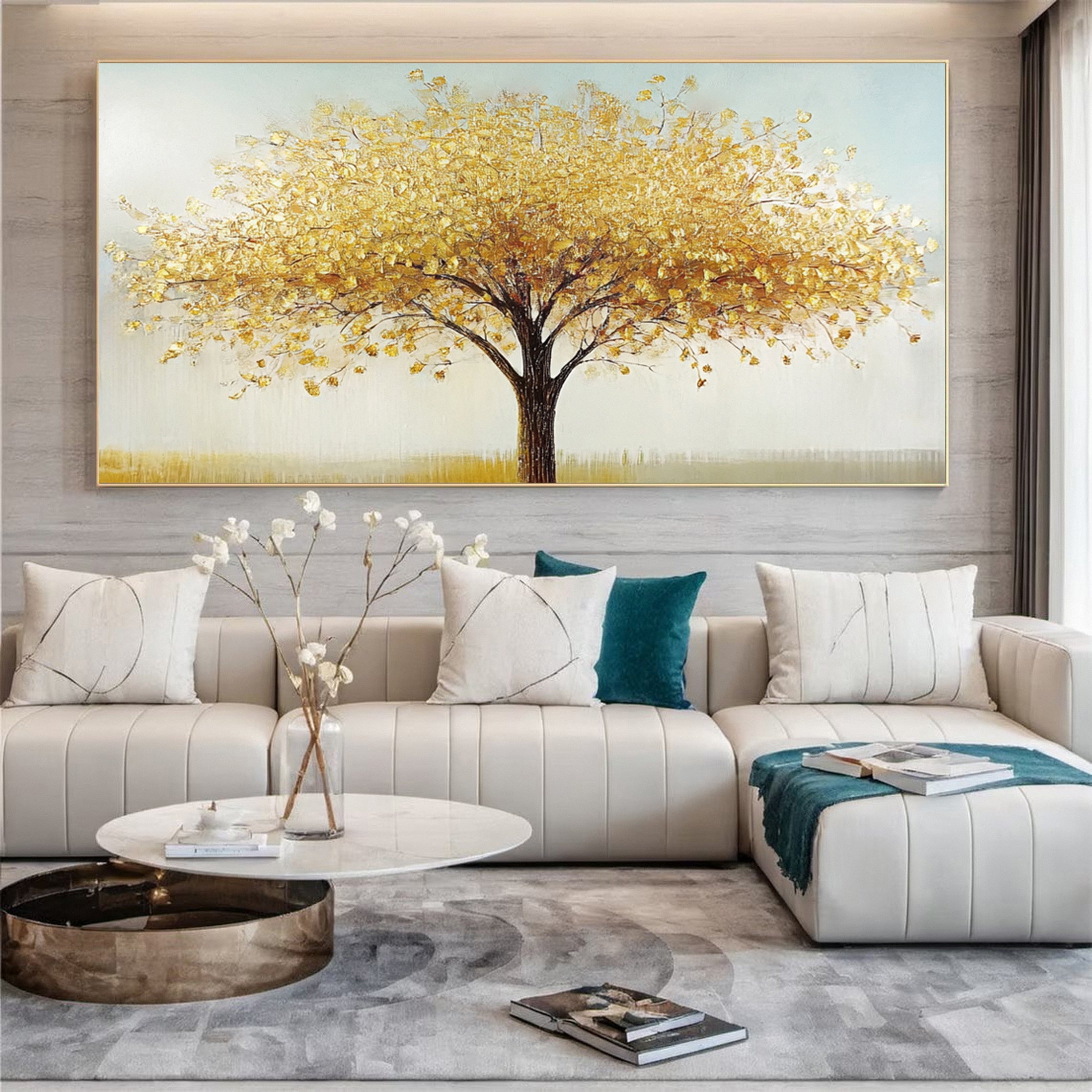 Golden Foliage Canvas Print Timeless Wall Art for Elegant Homes #CAP 040