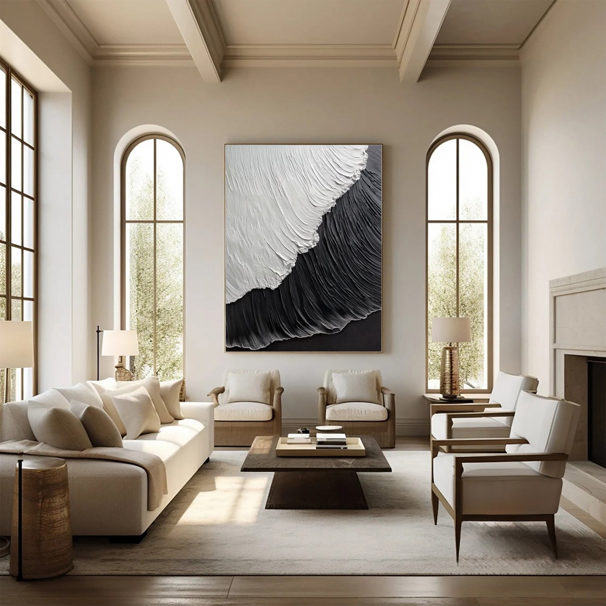 Luxury Ocean Wave Art with 3D Textured Finish for Upscale Homes #OP 045