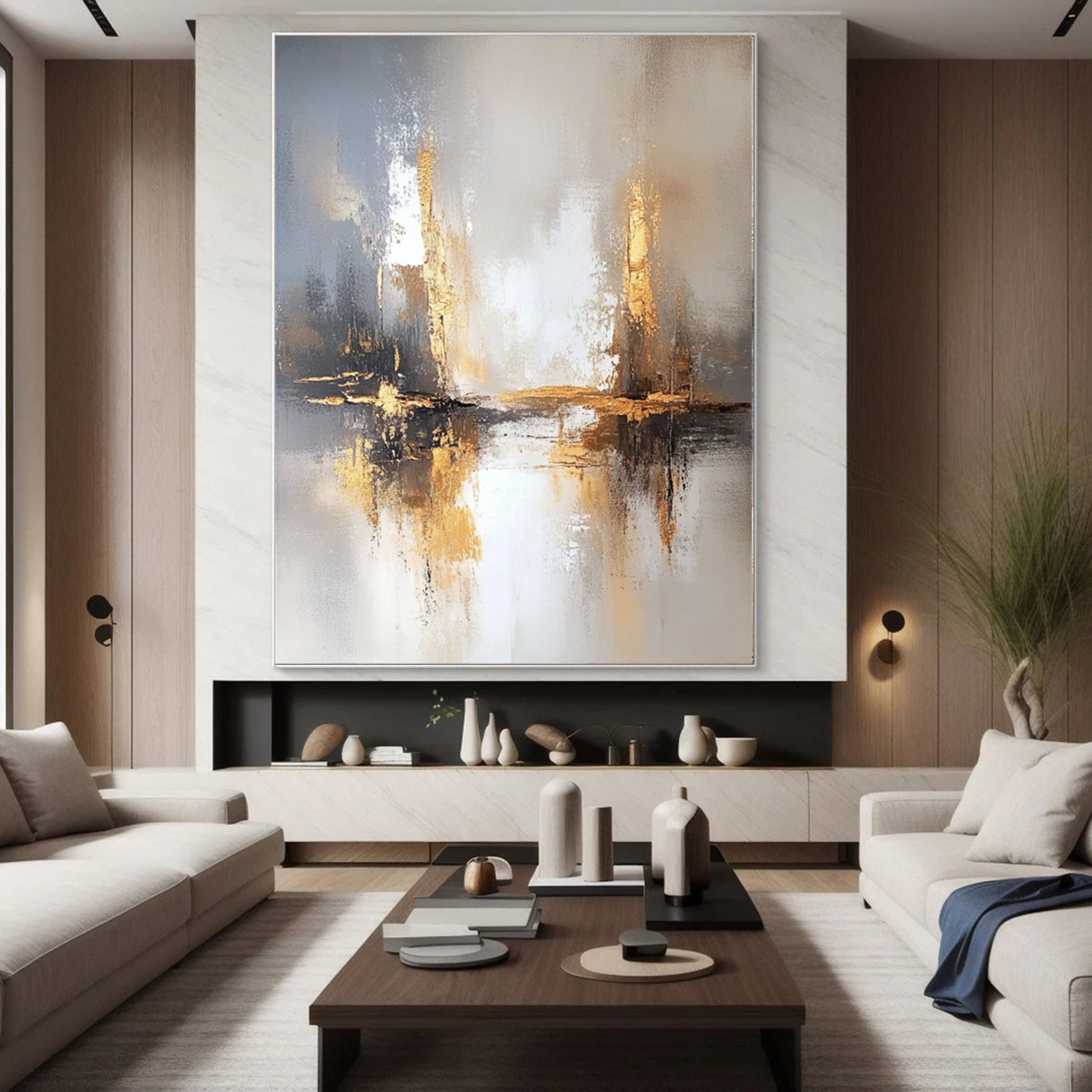 Golden Reflections Luxurious Abstract Art #WS 040