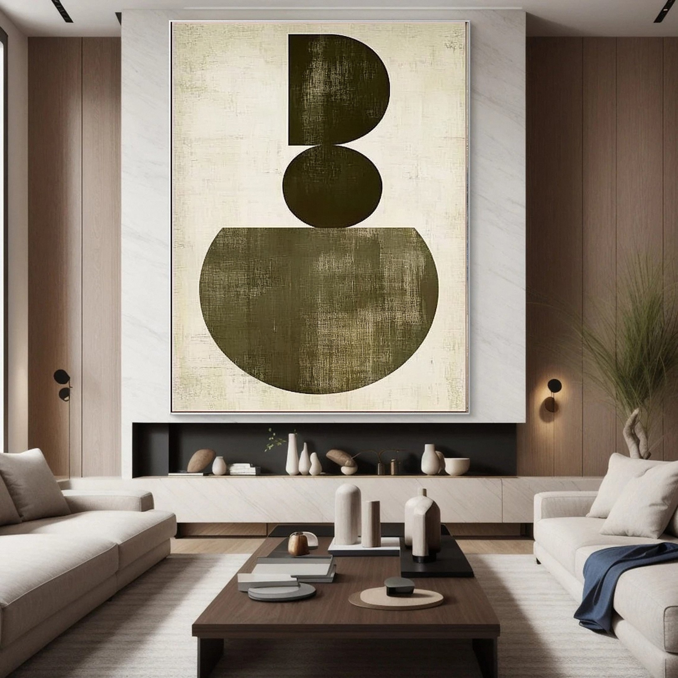 Large Wabi Sabi Geometric Abstract Canvas Art #WS 046