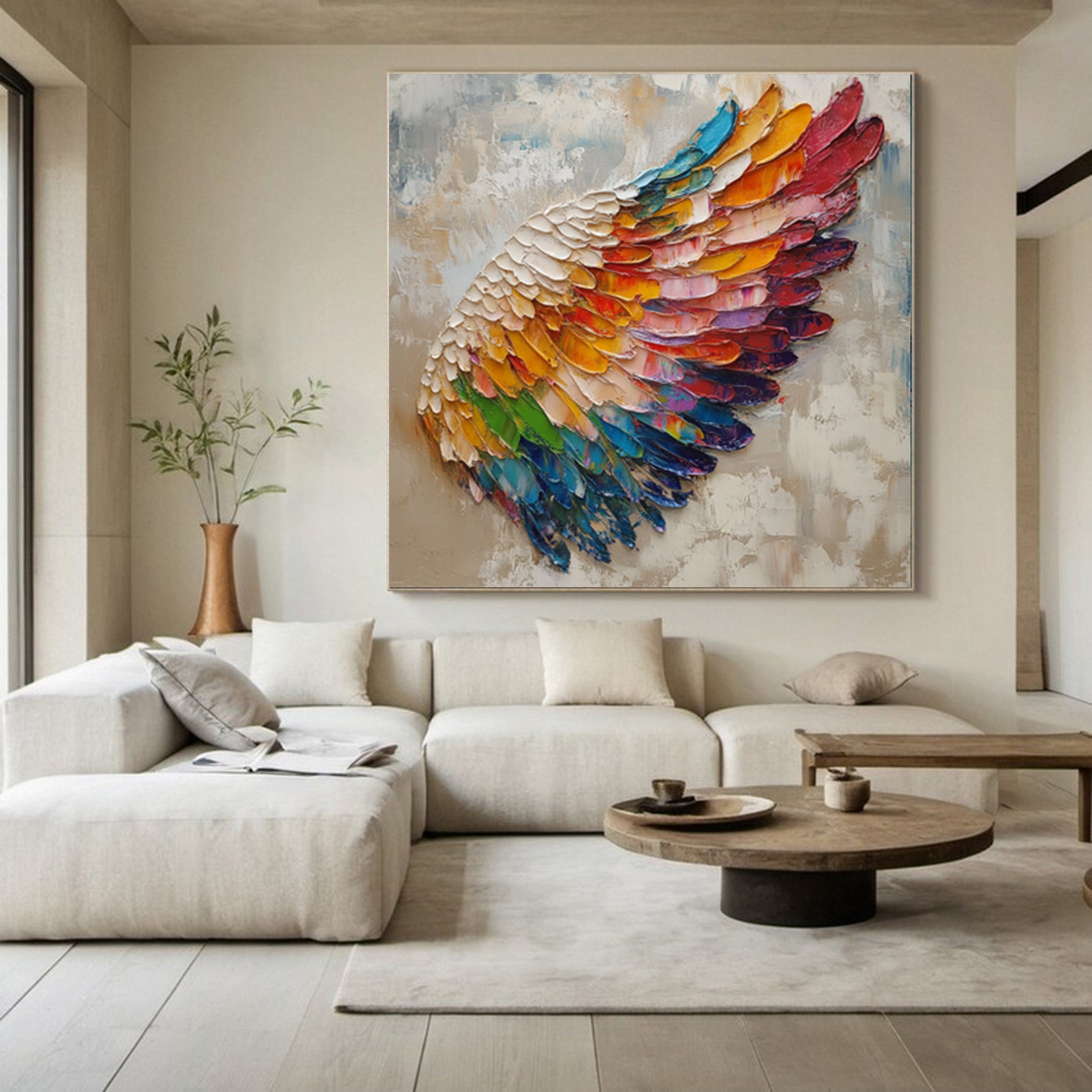 Spectrum Wing Colorful Feather Wall Art #CAP 051