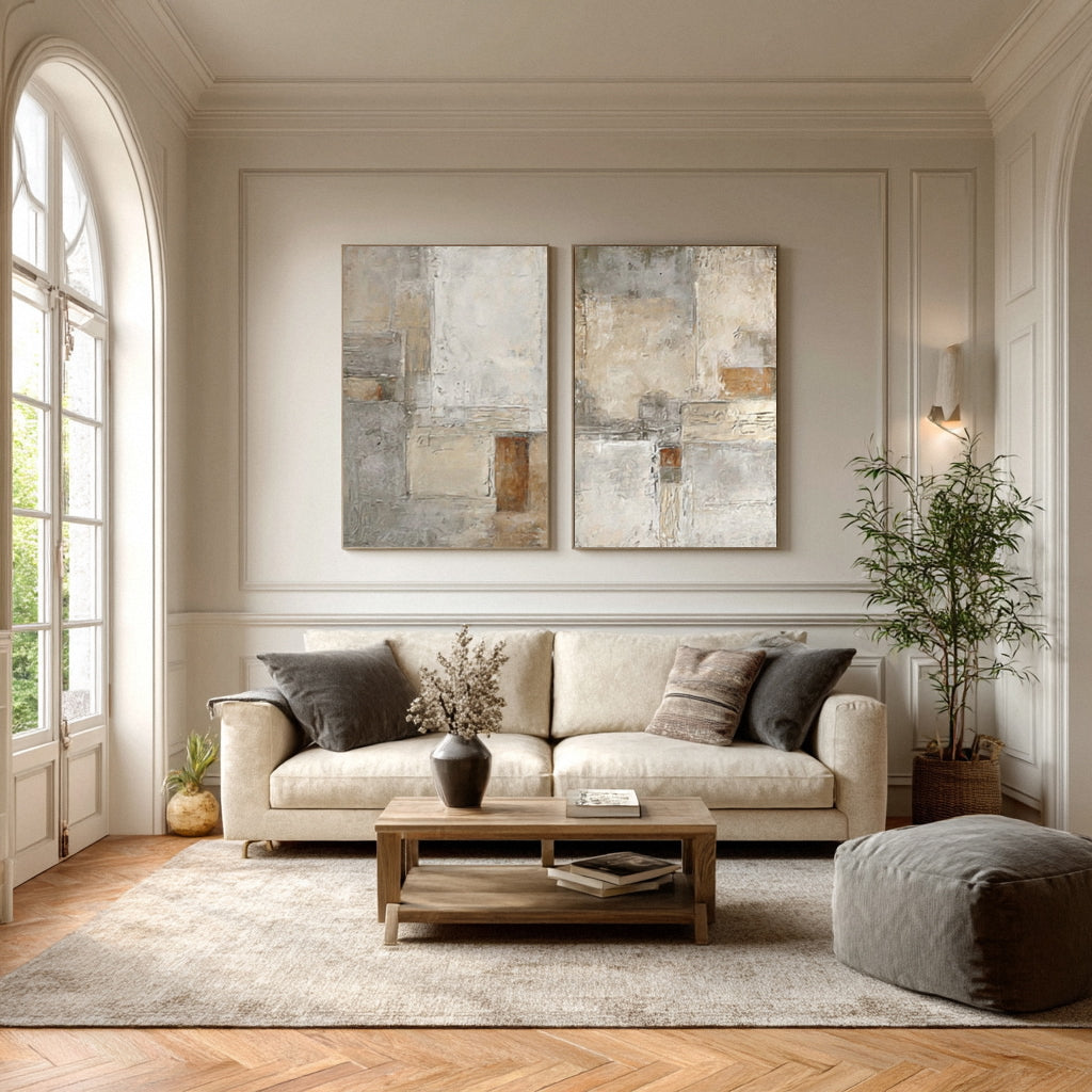 Abstract Earth Tones Textured Canvas Set  #WG 014